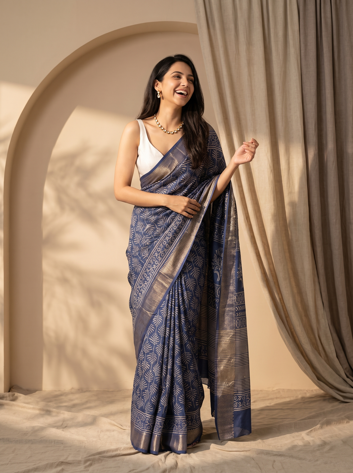 Blue Moon Maheshwari Cotton Silk Saree