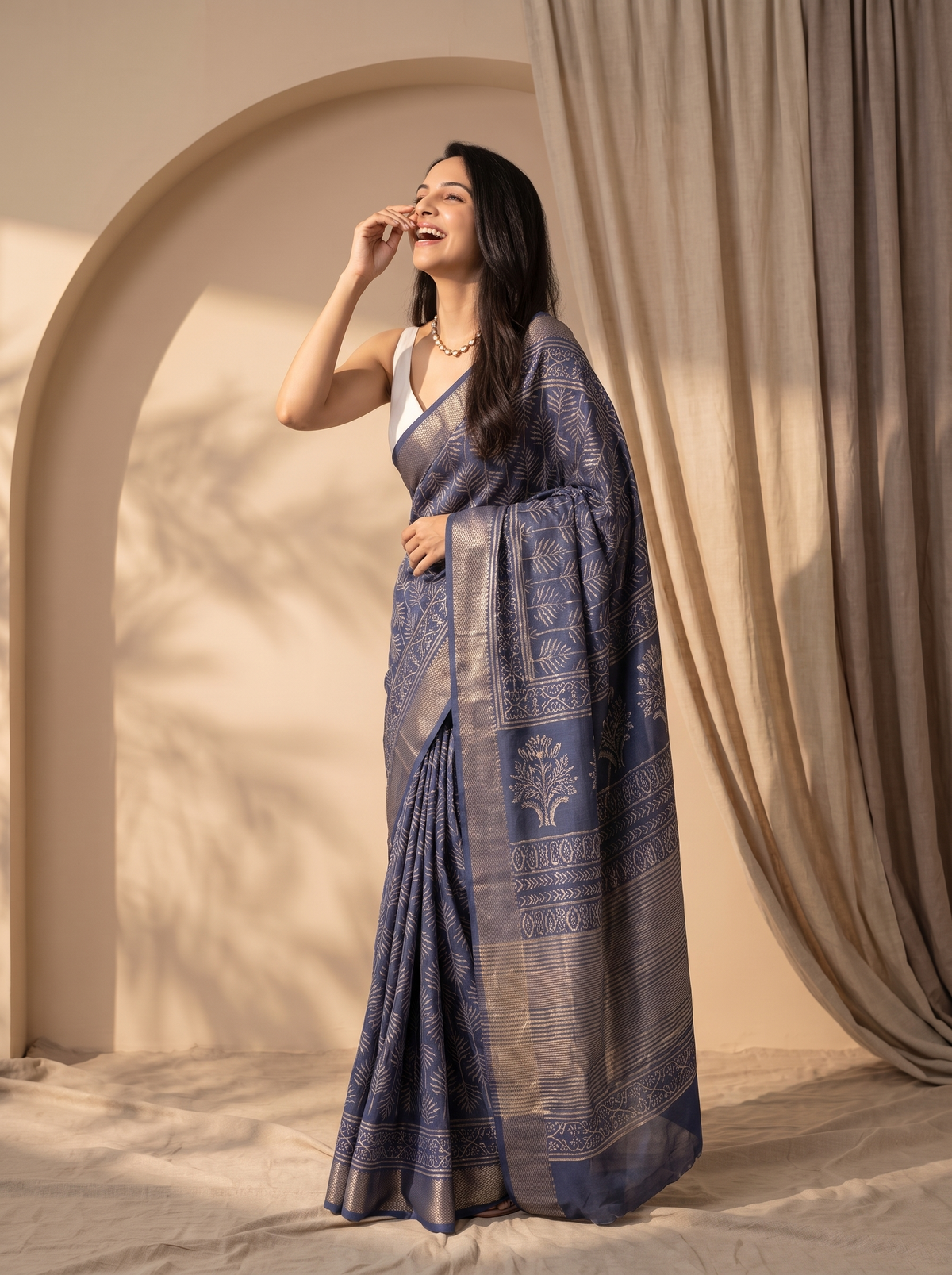 Blue Moon Maheshwari Cotton Silk Saree