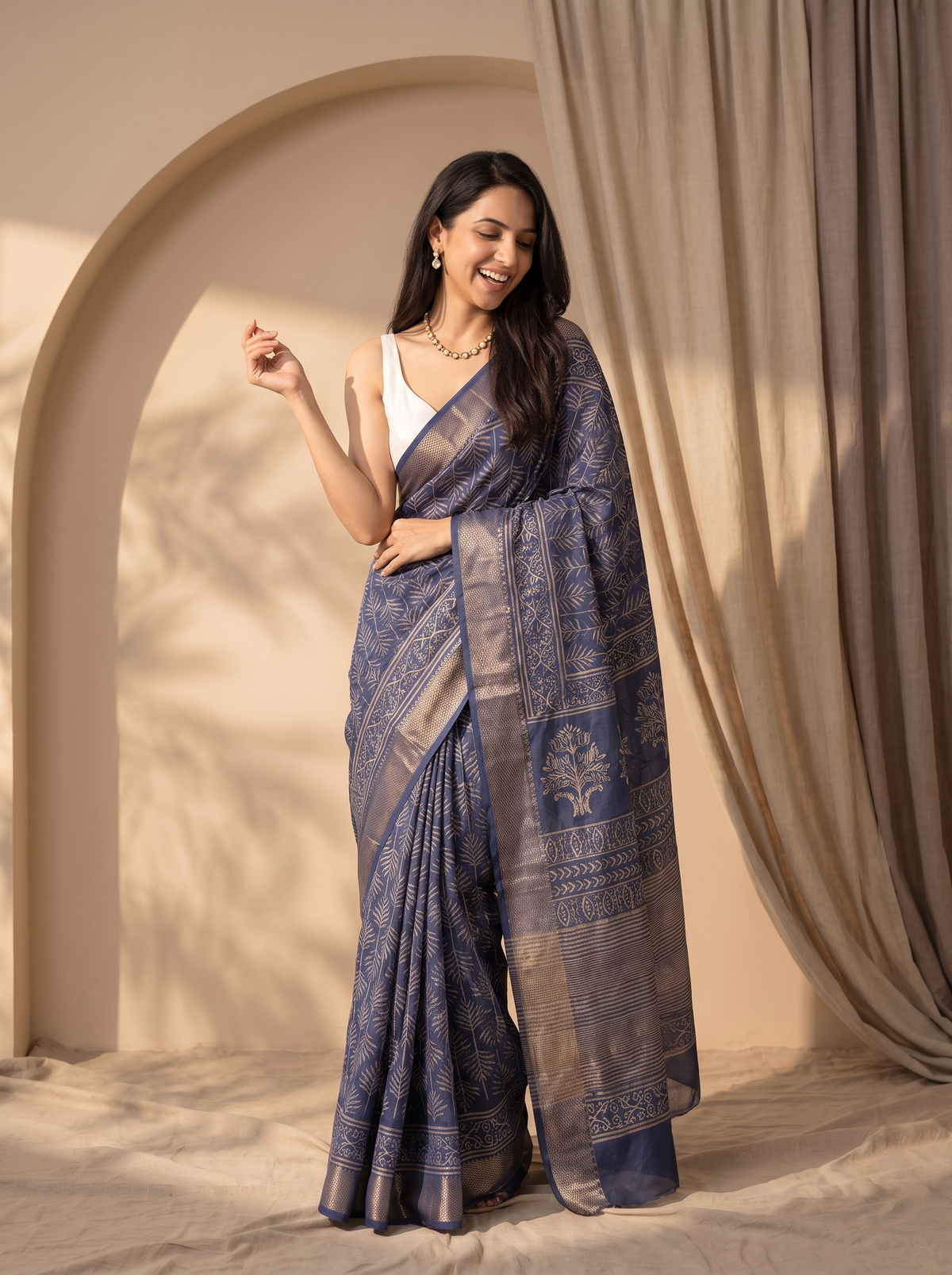 Blue Moon Maheshwari Cotton Silk Saree