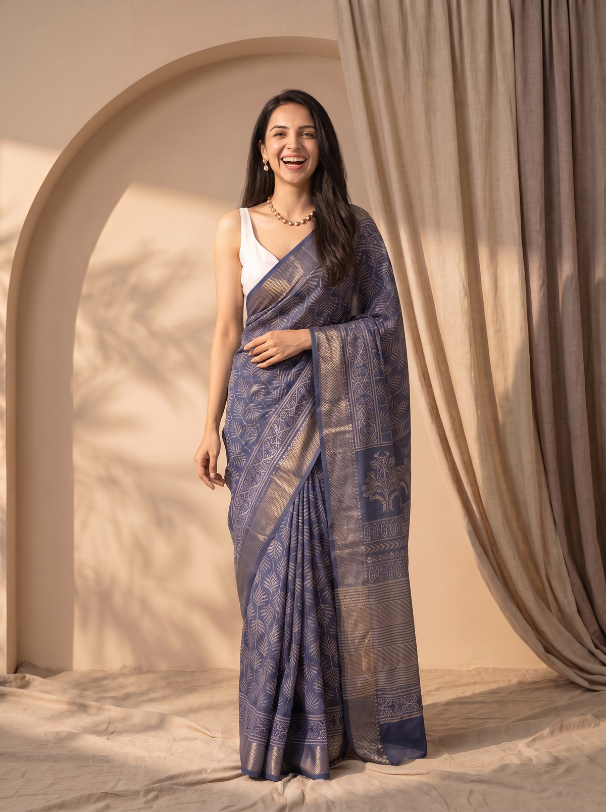 Blue Moon Maheshwari Cotton Silk Saree