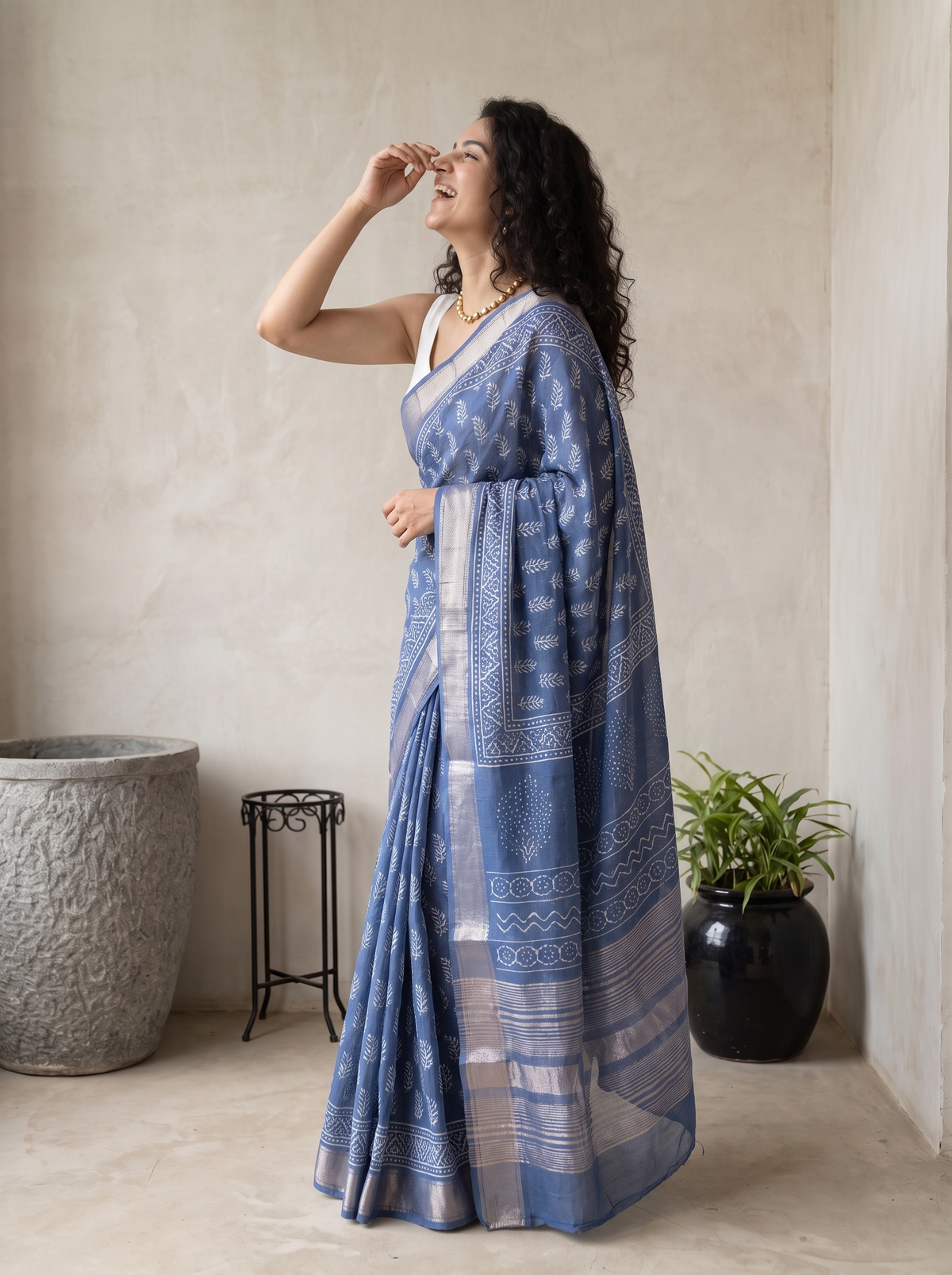 Ocean Jewel Maheshwari Cotton Silk Saree