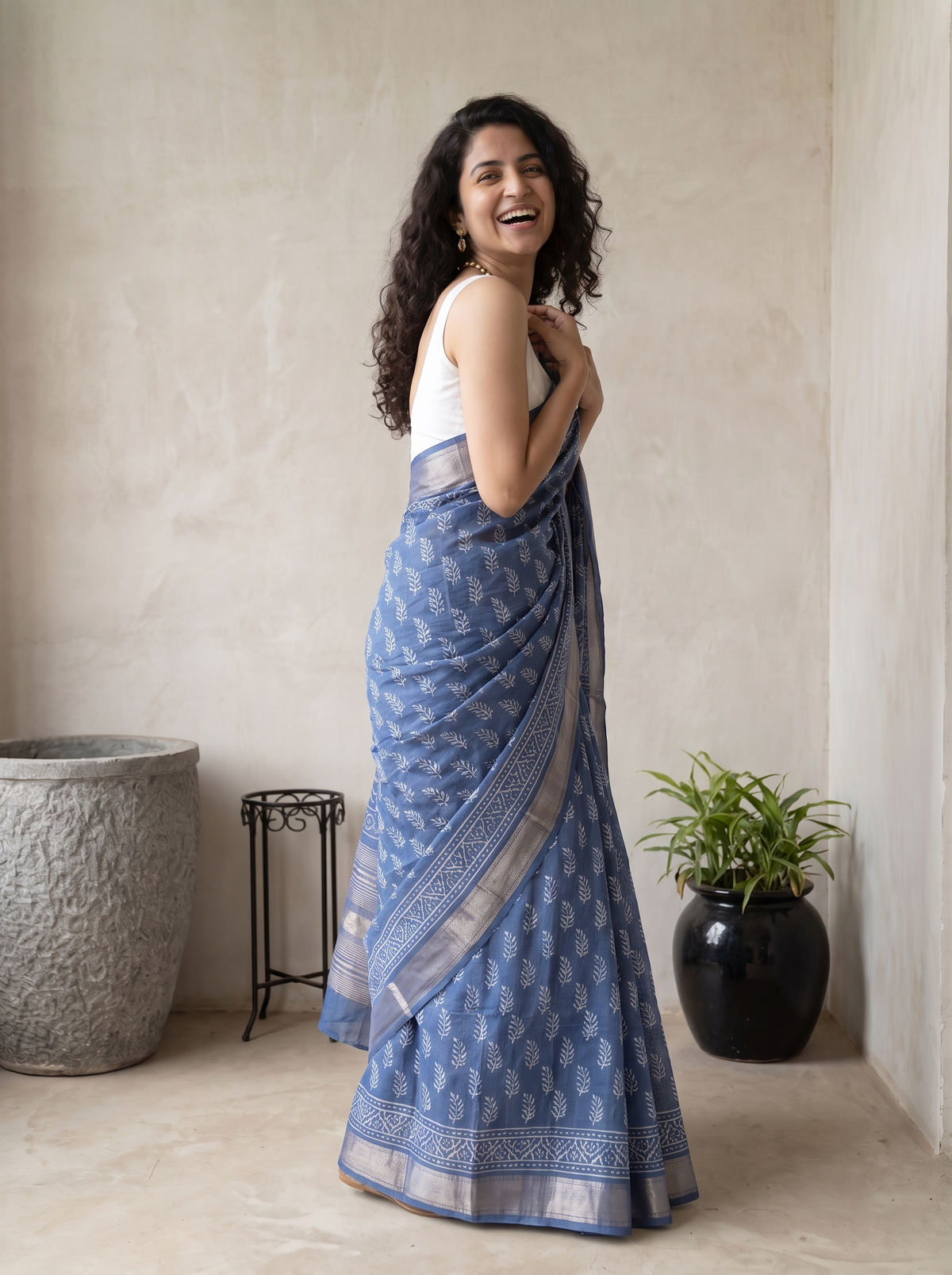 Ocean Jewel Maheshwari Cotton Silk Saree