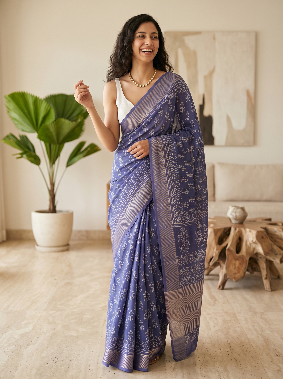 Sea Breeze Maheshwari Cotton Silk Saree