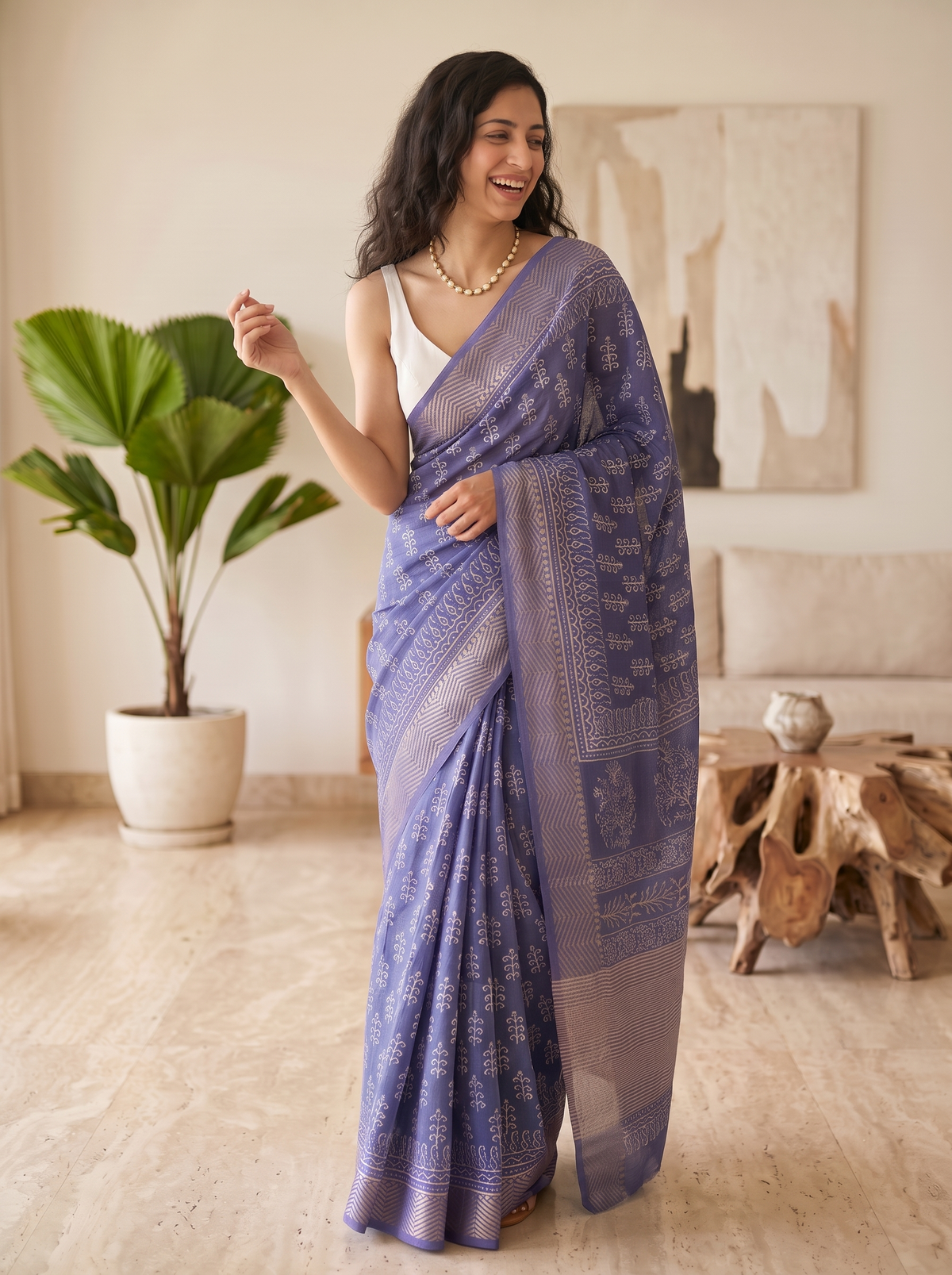 Sea Breeze Maheshwari Cotton Silk Saree