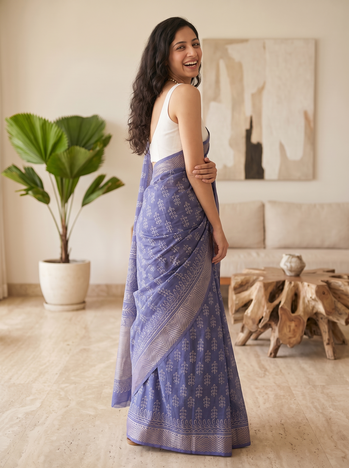 Sea Breeze Maheshwari Cotton Silk Saree