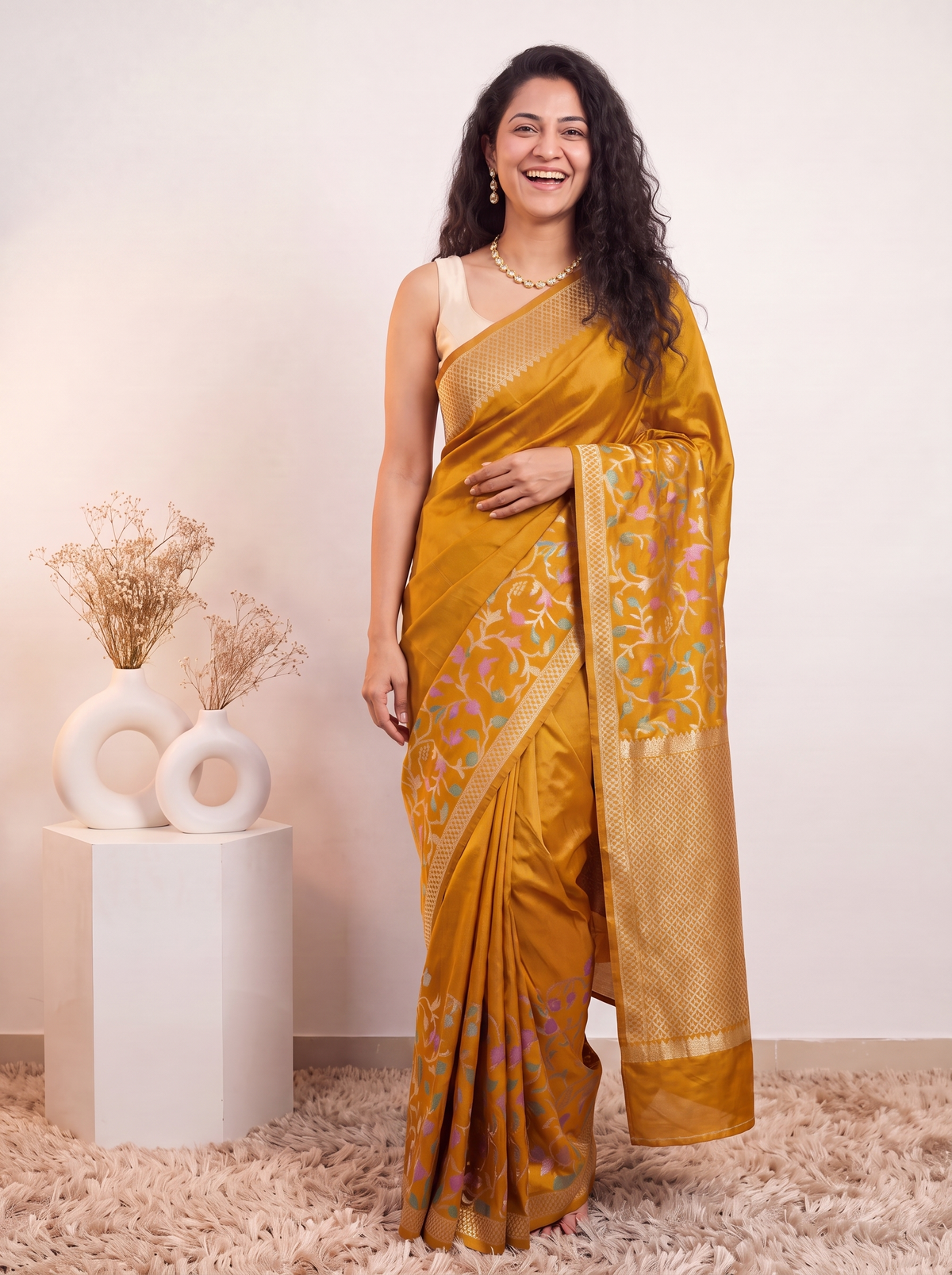 Sunflower Gold Banarasi Silk Saree