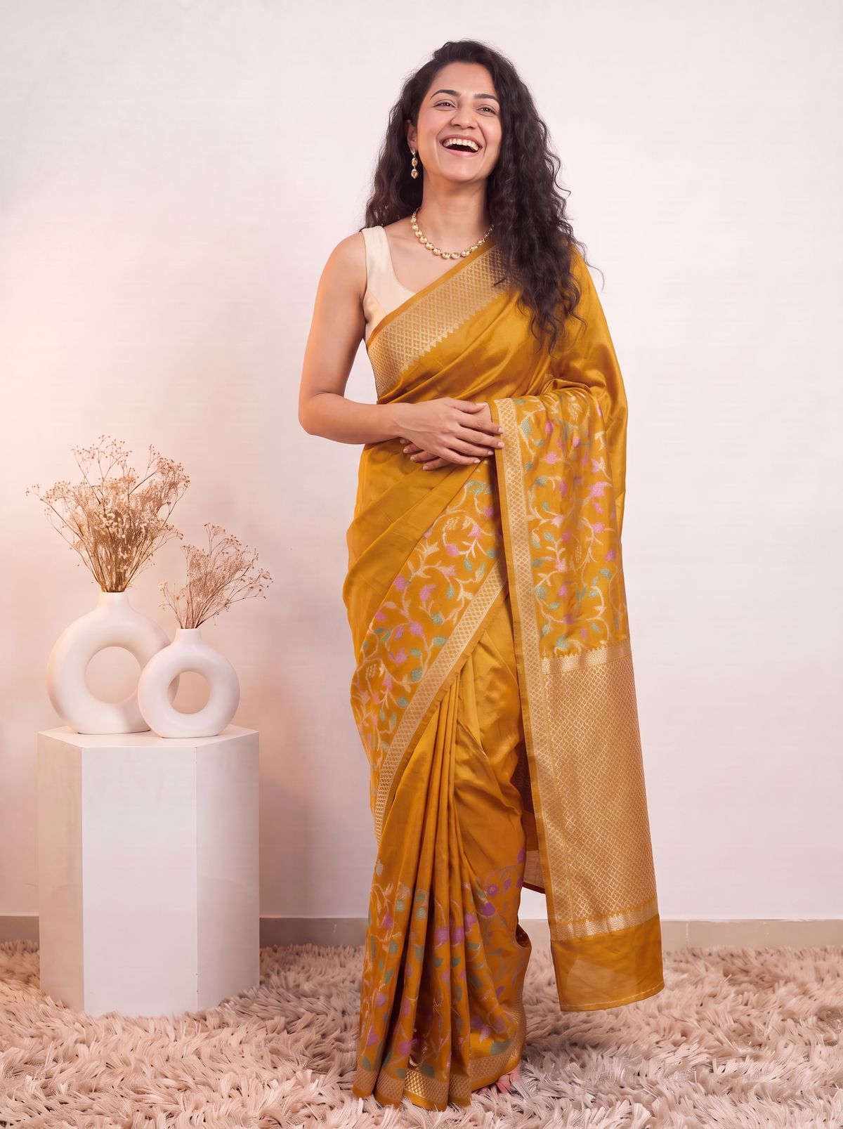Sunflower Gold Banarasi Silk Saree