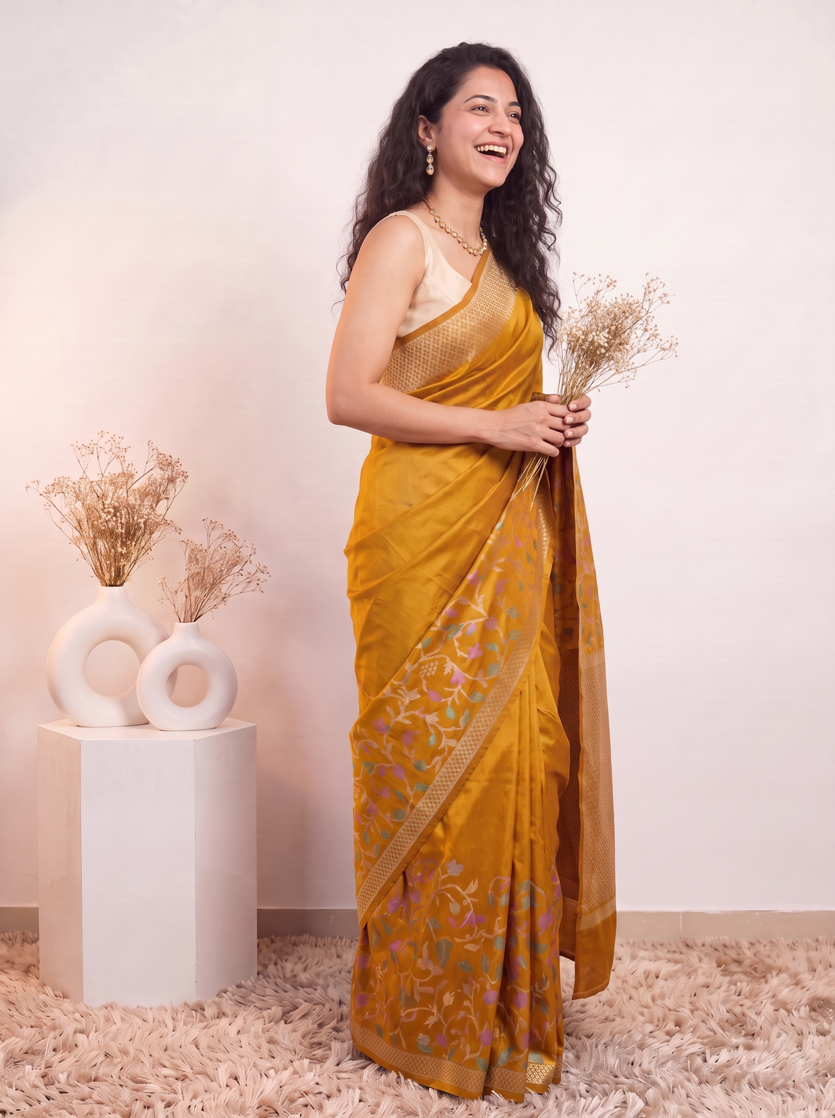Sunflower Gold Banarasi Silk Saree