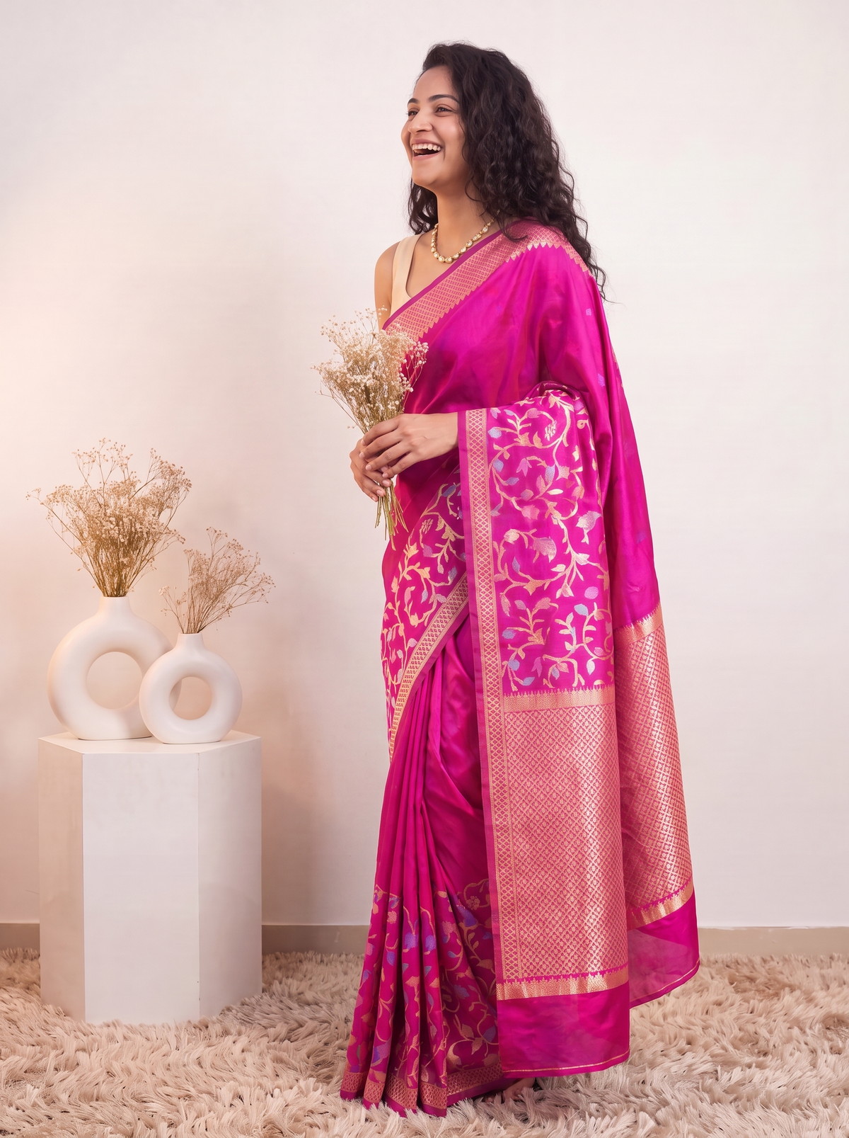 Rani Magenta Banarasi Silk Saree