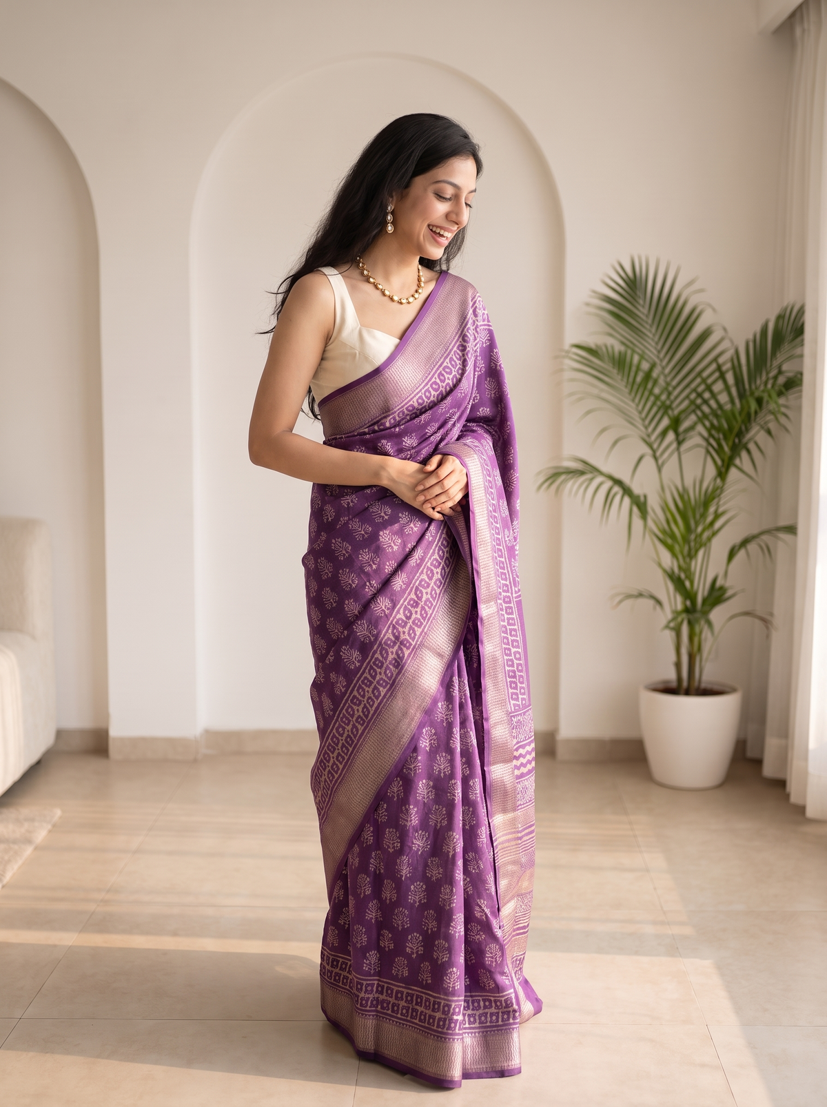 Saawani Maheshwari Cotton Silk Saree