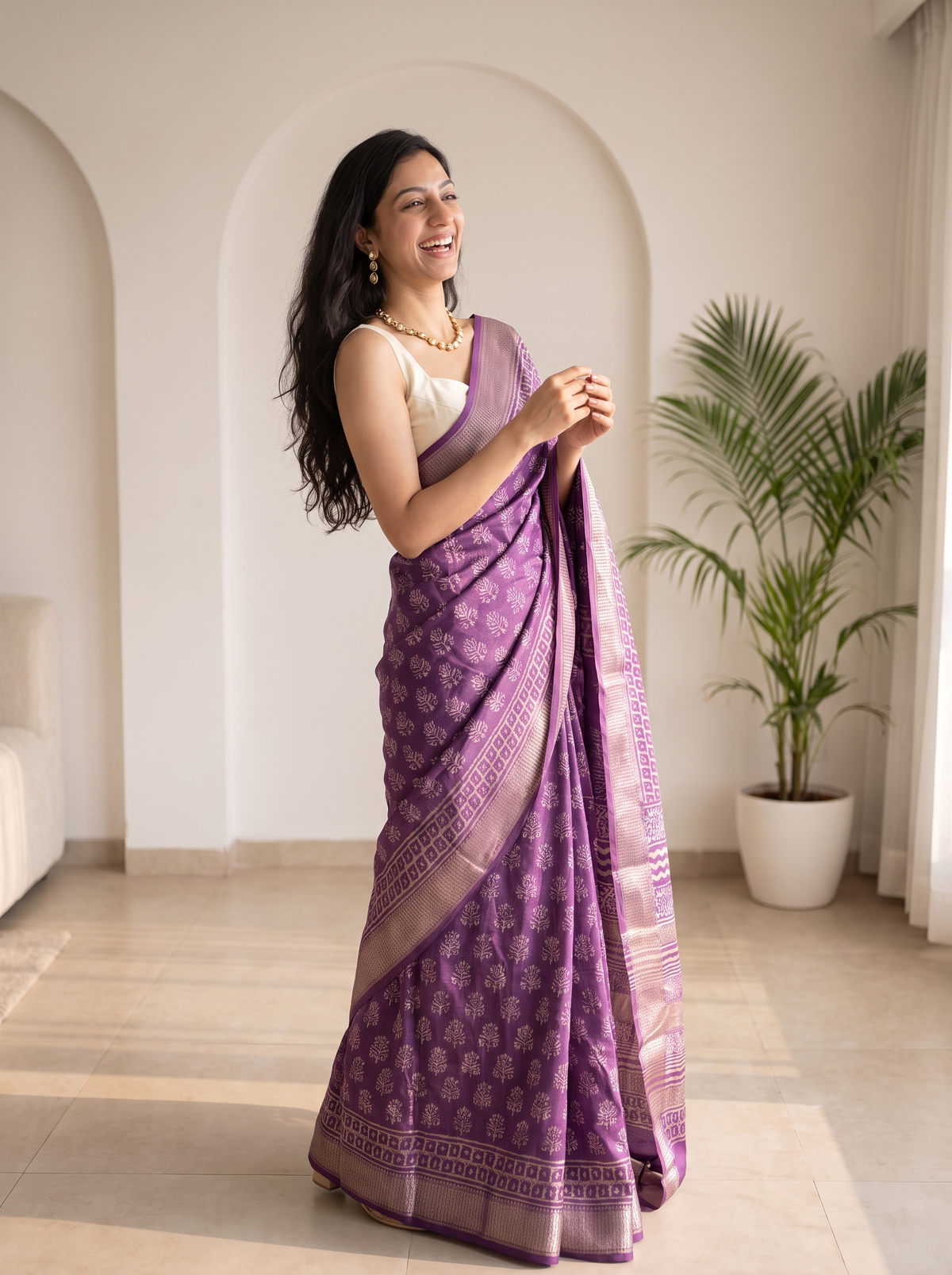 Saawani Maheshwari Cotton Silk Saree