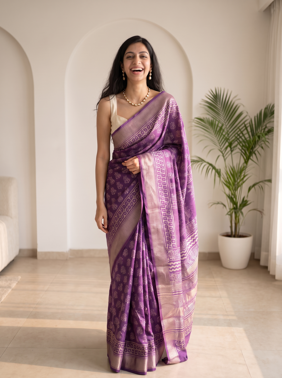Saawani Maheshwari Cotton Silk Saree