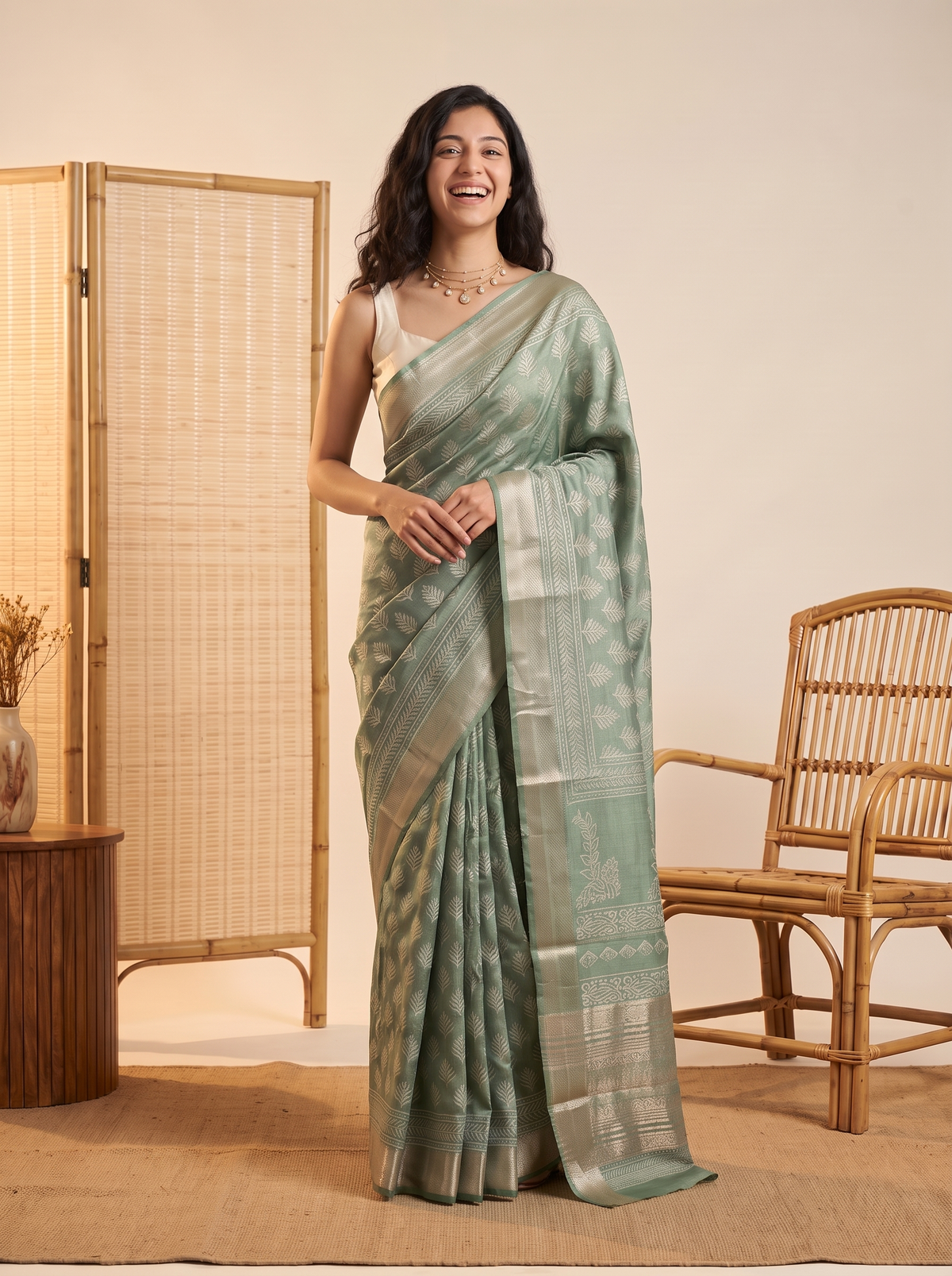 Chand Tara Maheshwari Cotton Silk Saree