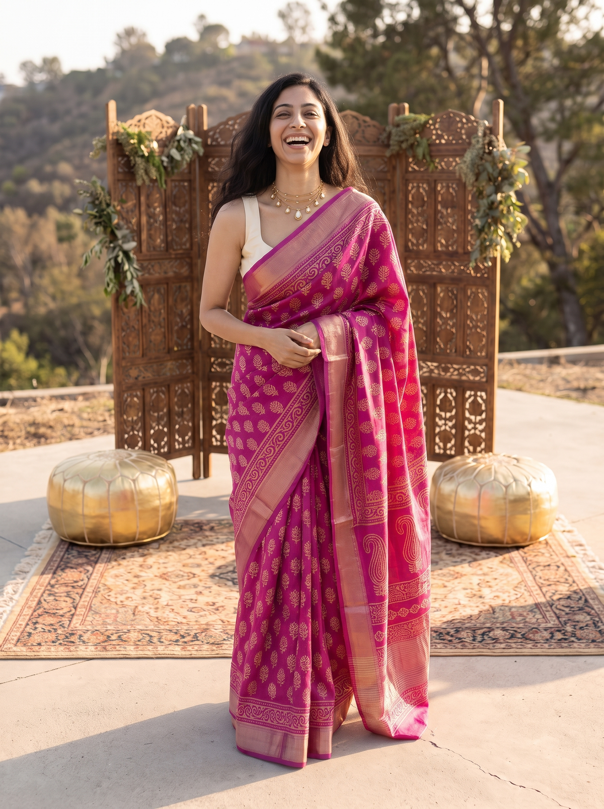 Kanakdhara Maheshwari Cotton Silk Saree