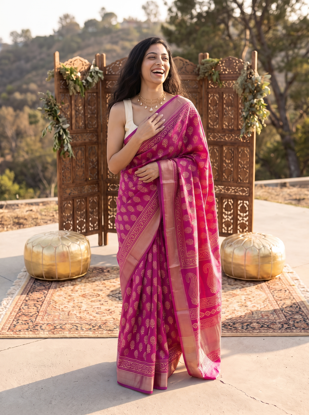 Kanakdhara Maheshwari Cotton Silk Saree