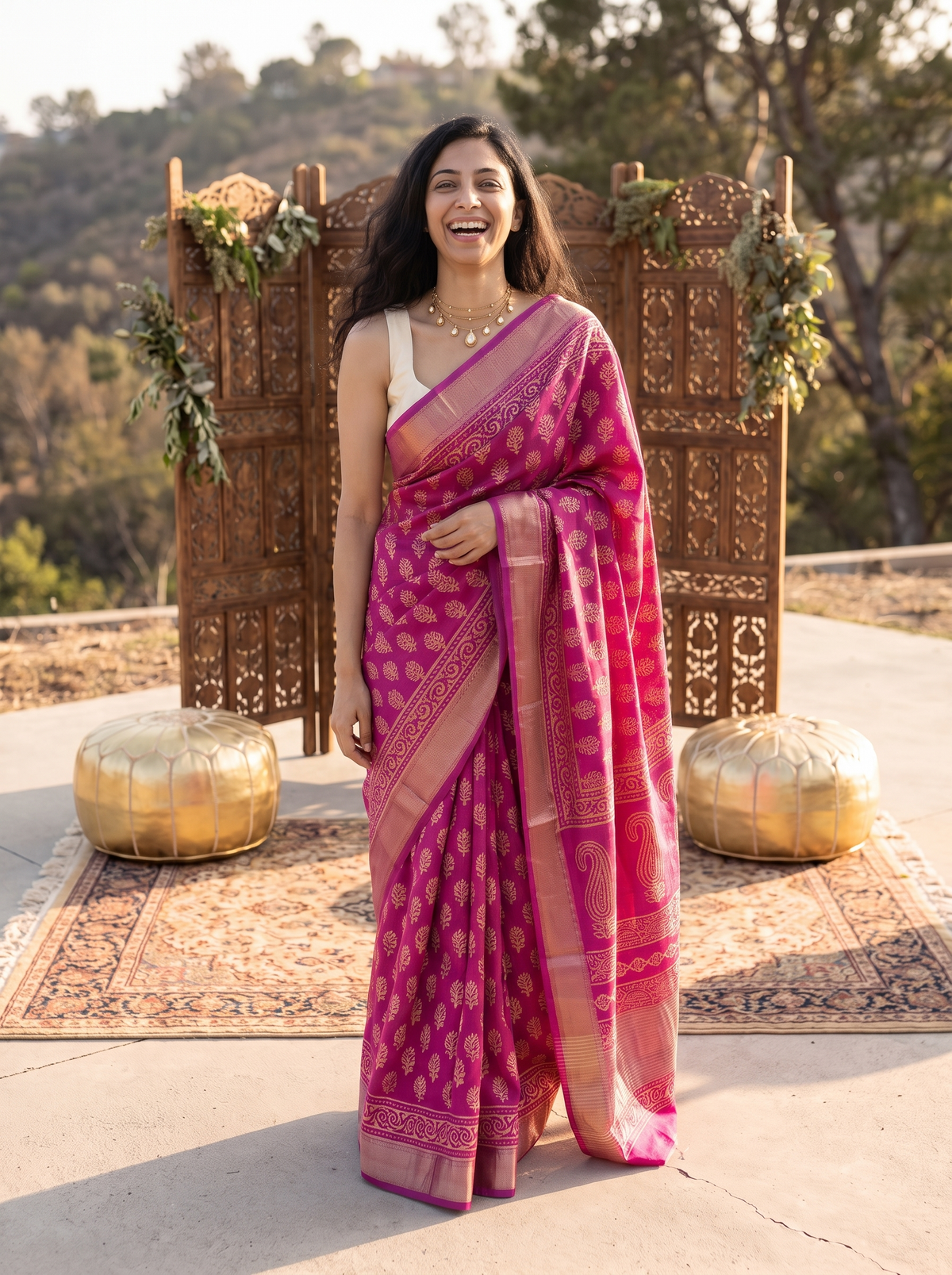 Kanakdhara Maheshwari Cotton Silk Saree