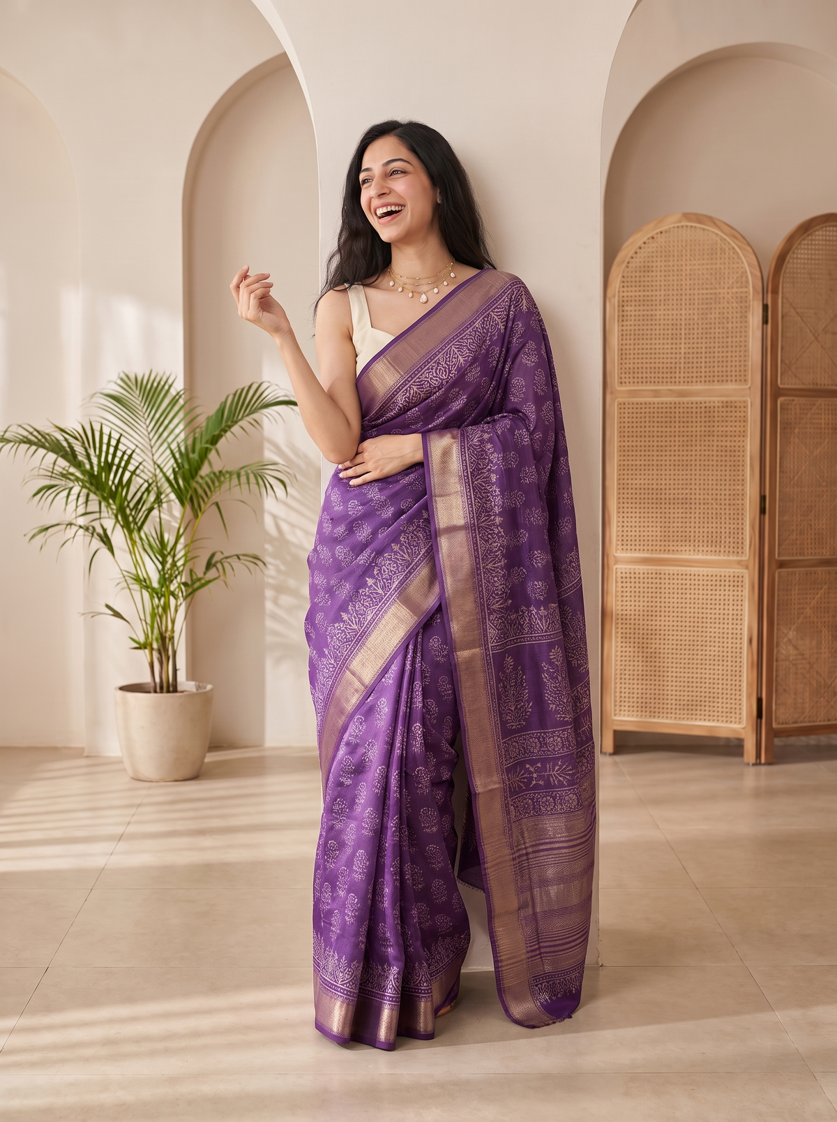 Amethyst Royale Maheshwari Saree