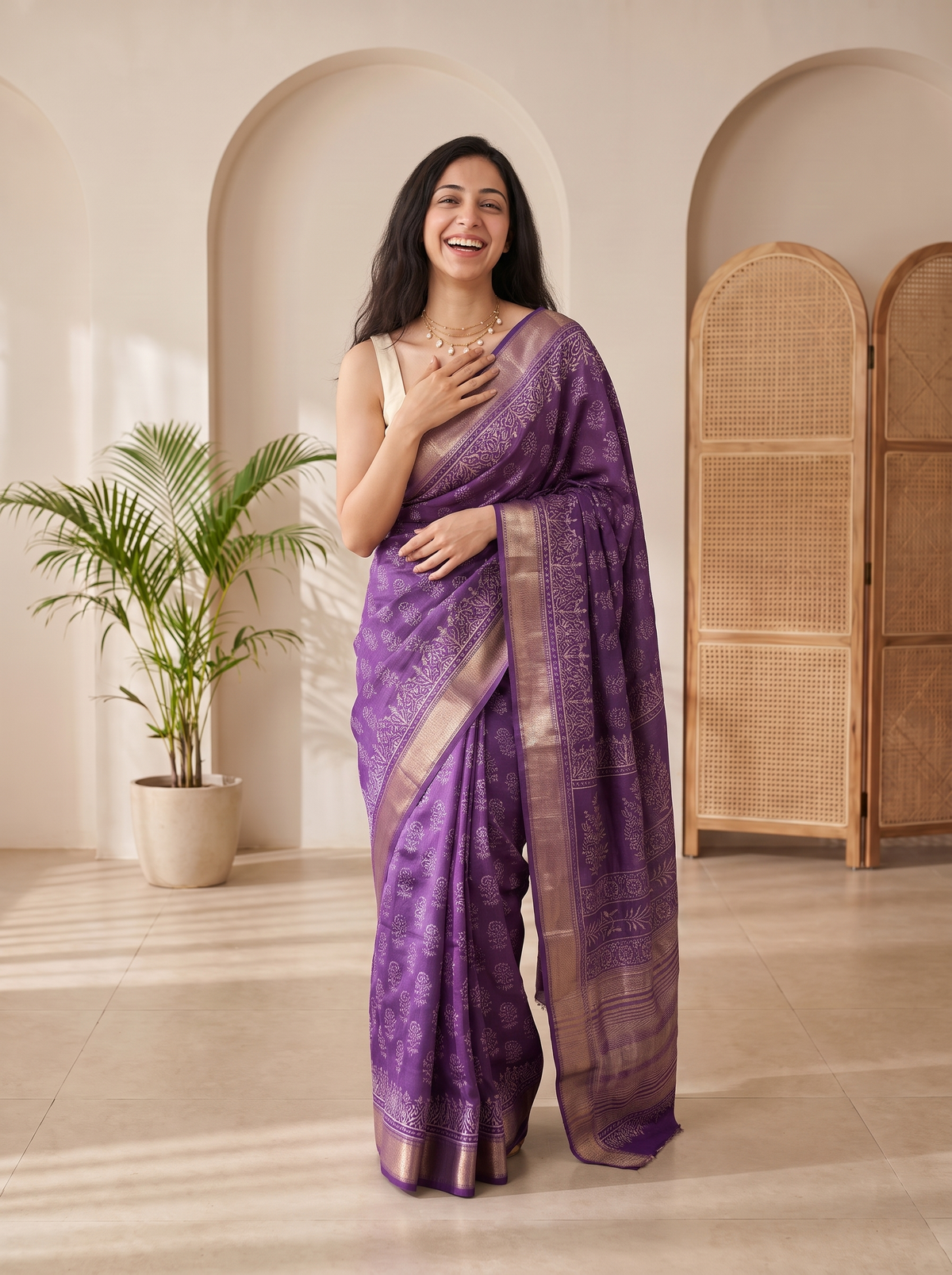 Amethyst Royale Maheshwari Saree