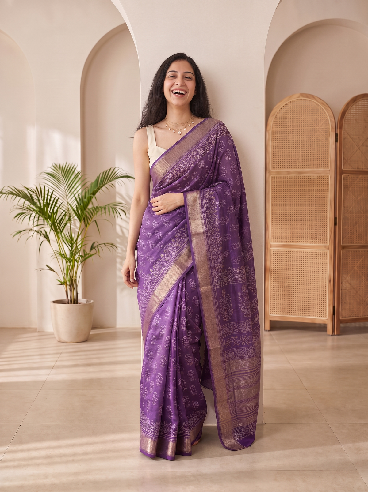 Amethyst Royale Maheshwari Saree