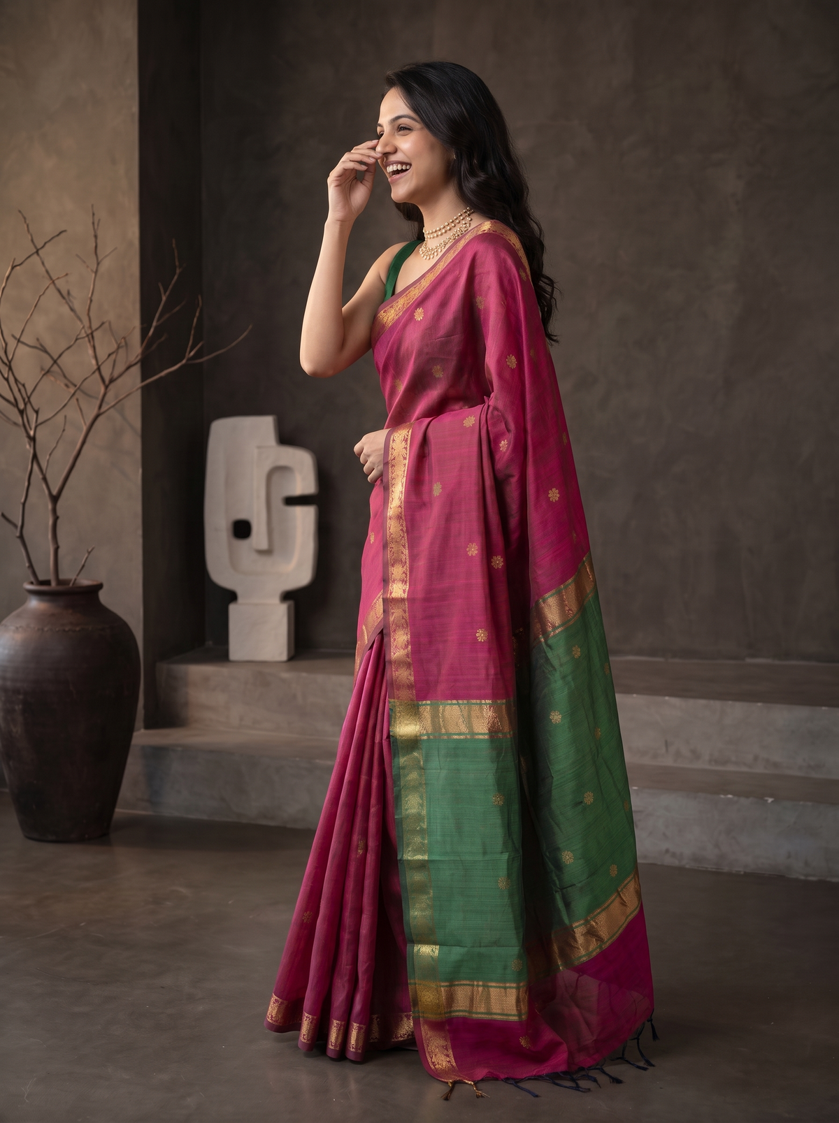 Sunehri Adaa Maheshwari Cotton Saree