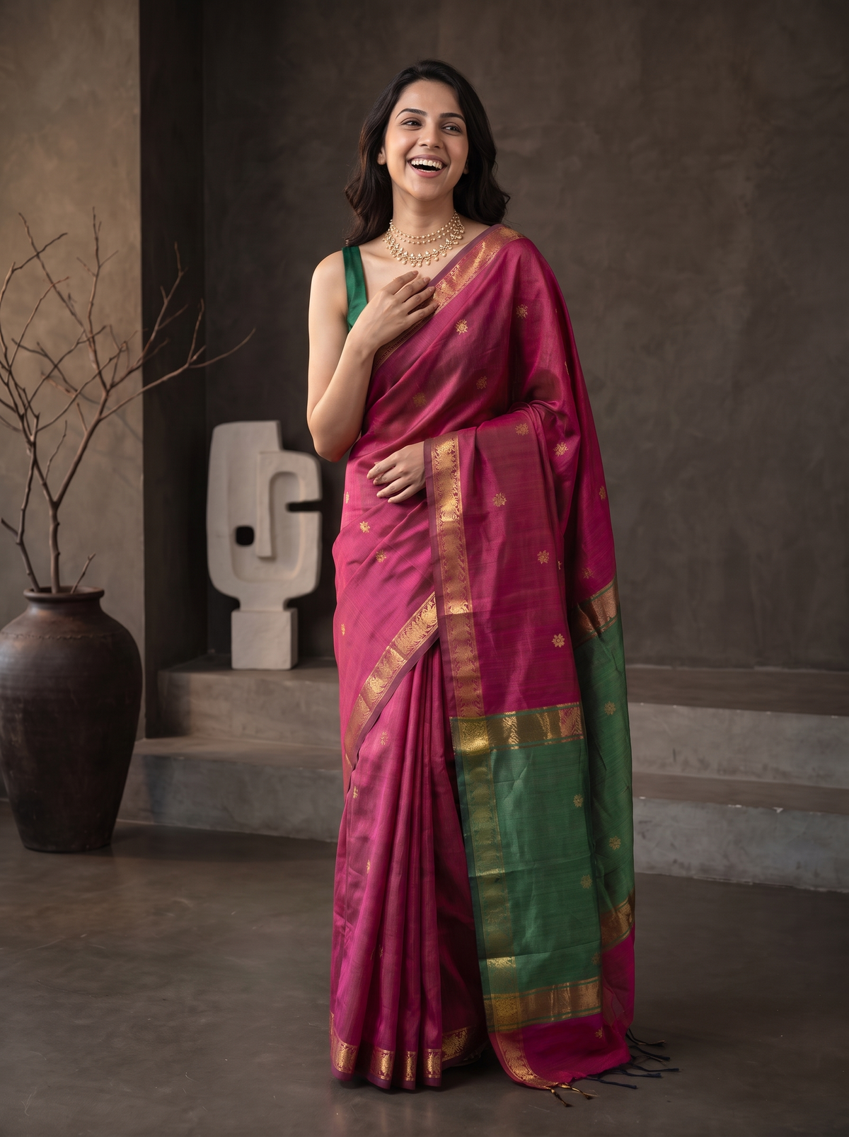 Sunehri Adaa Maheshwari Cotton Saree