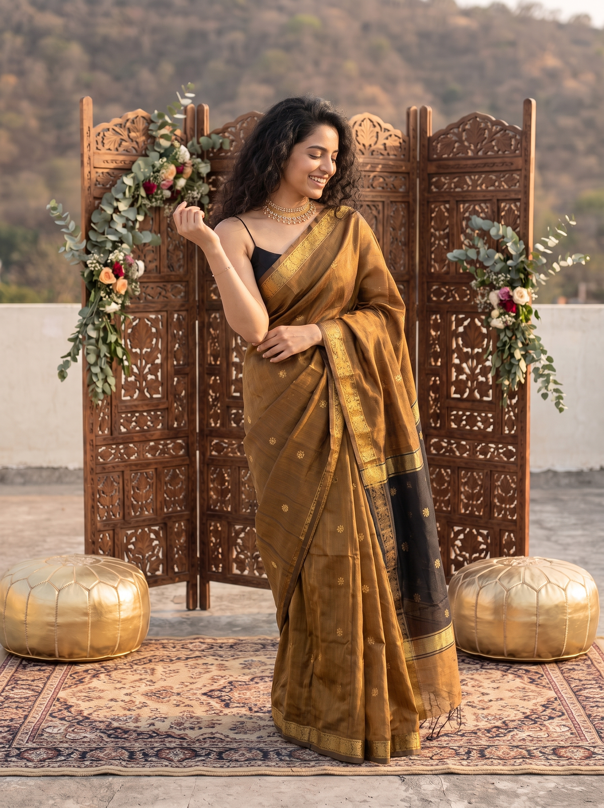 Walnut Royale Banarasi Cotton Saree
