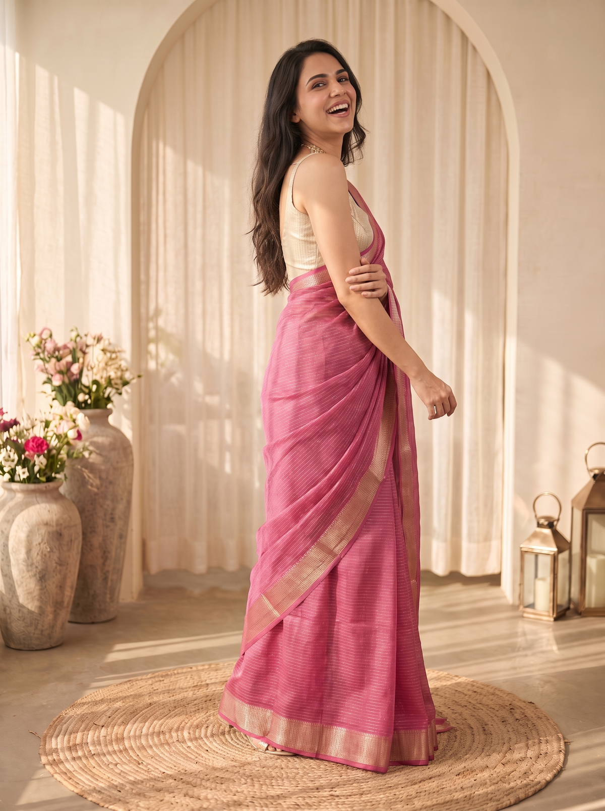 Morni Jari Silk Saree