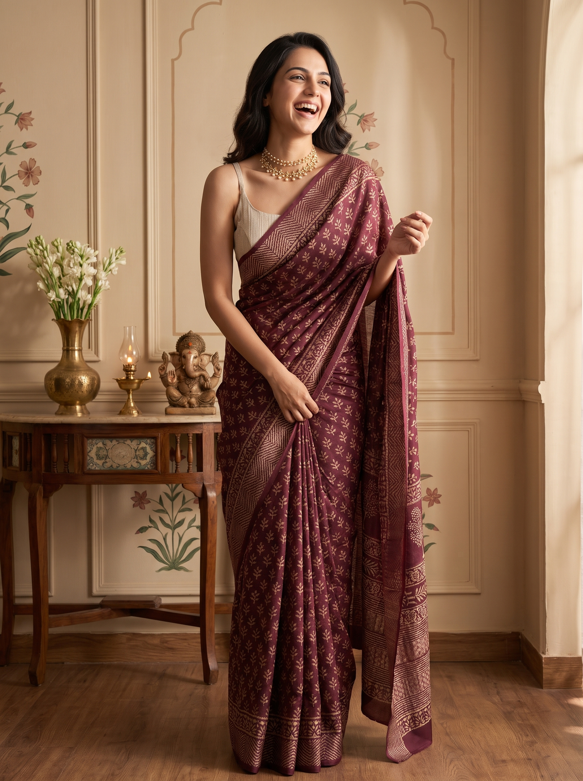 Rajsi Resham Maheshwari Cotton Silk Saree