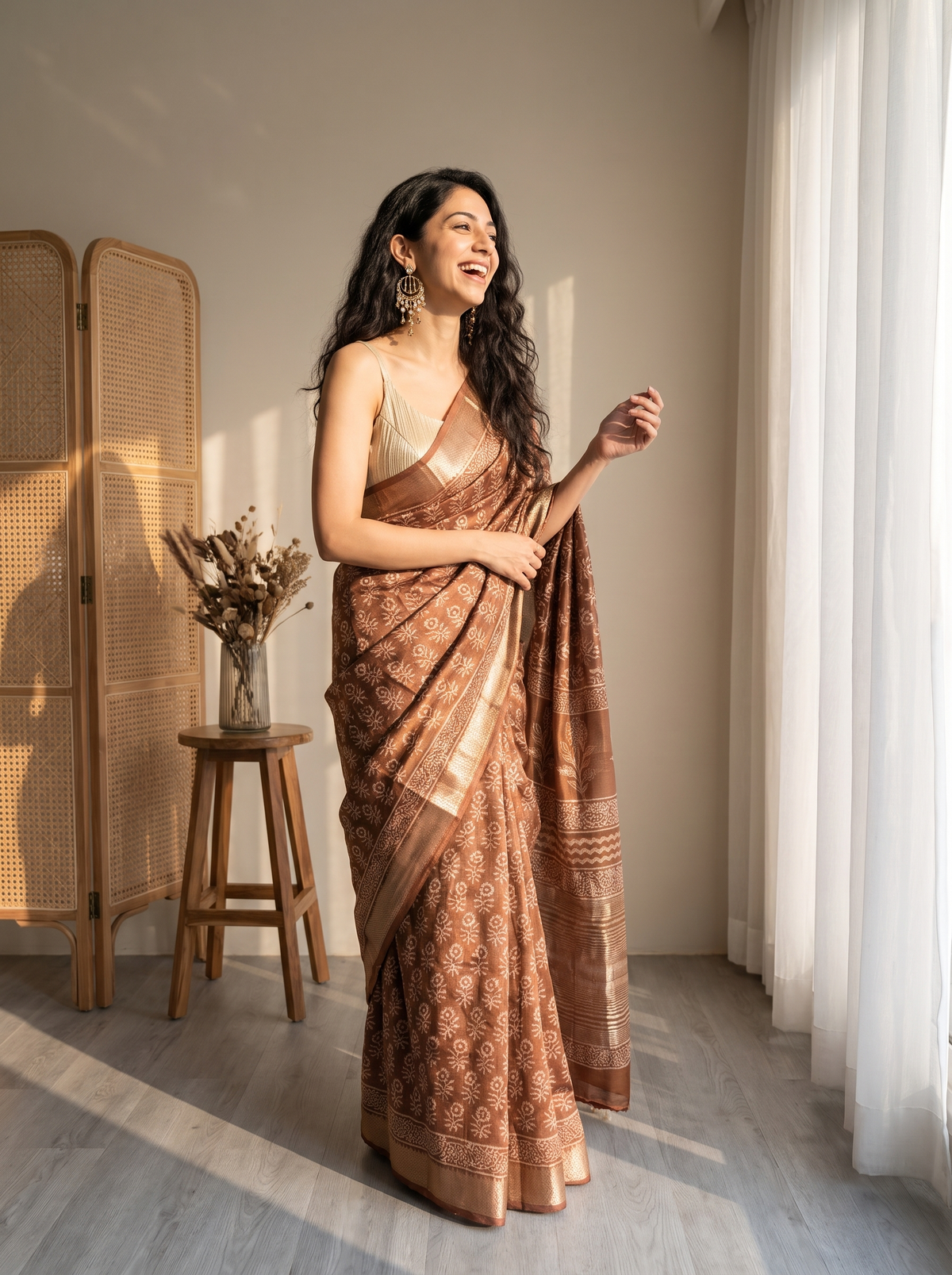 Noorani Maheshwari Cotton Silk Saree