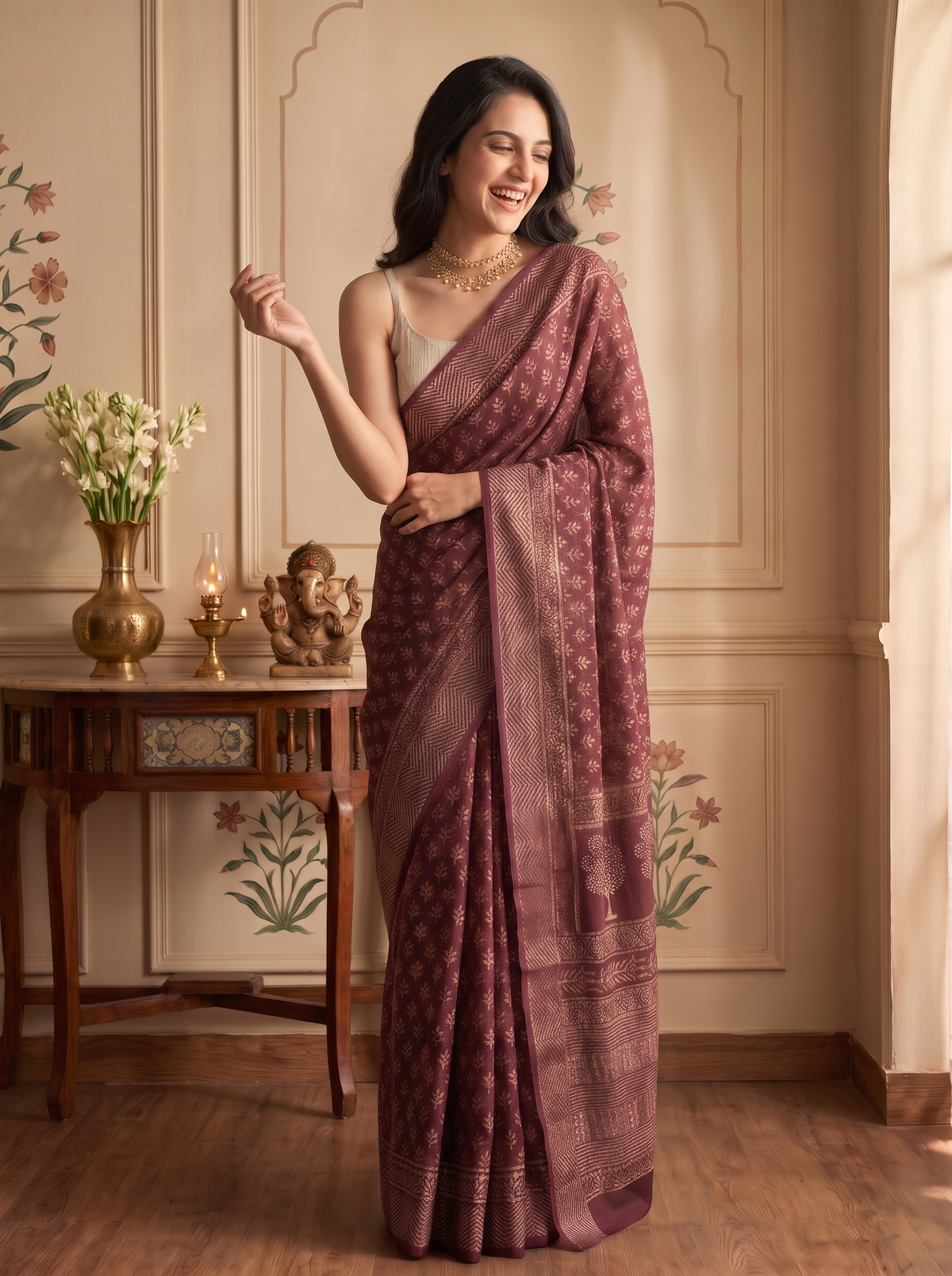 Rajsi Resham Maheshwari Cotton Silk Saree