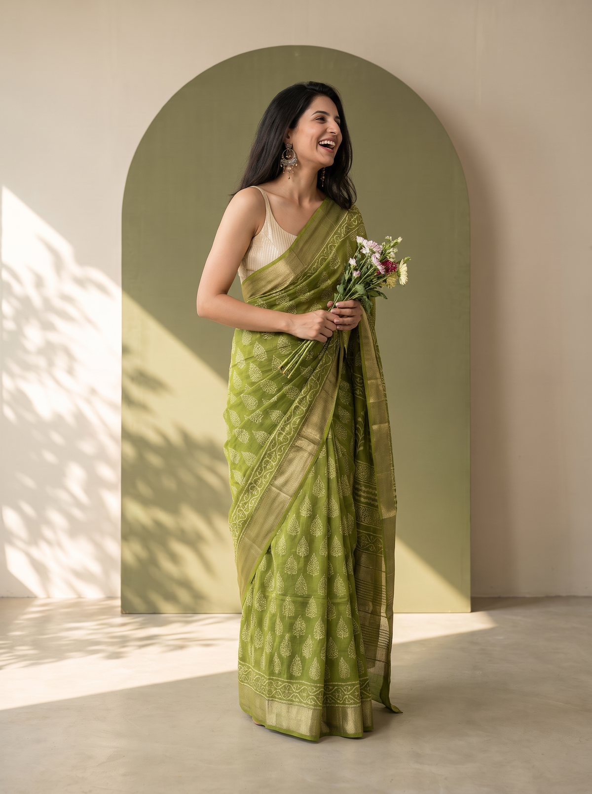 Swarnika Maheshwari Cotton Silk Saree