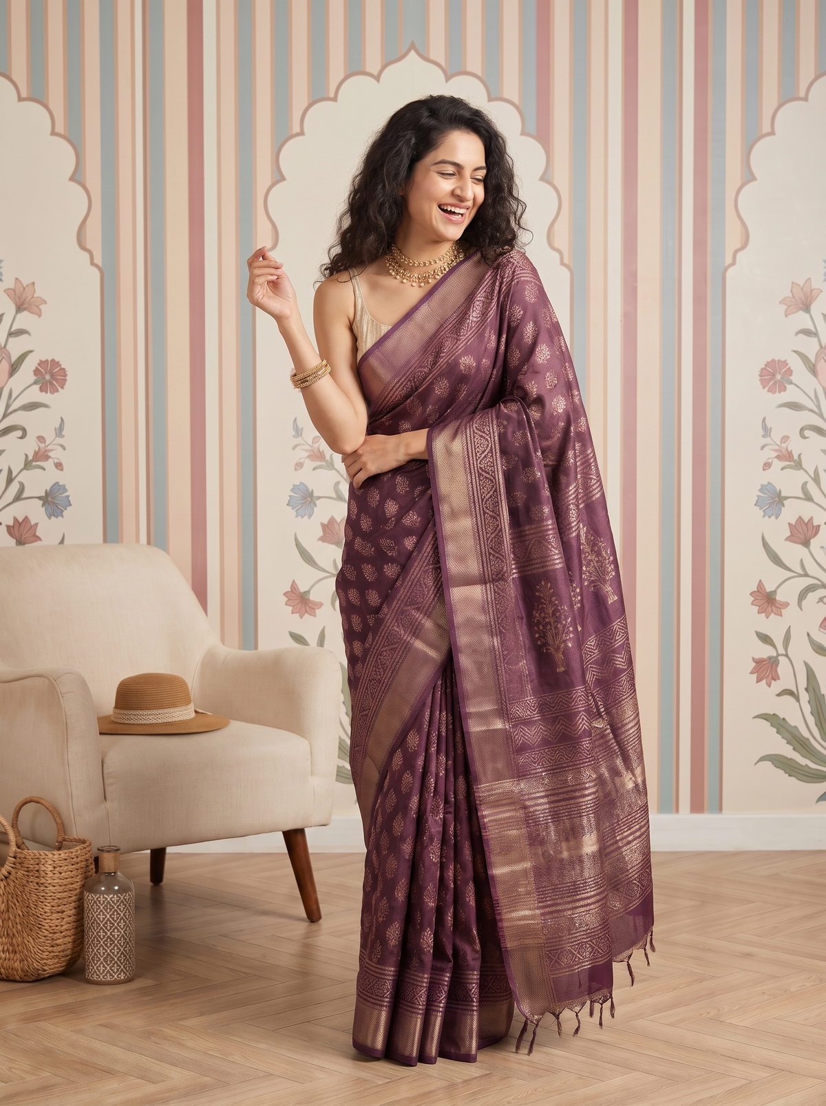 Zari Rani Maheshwari Cotton Silk Saree