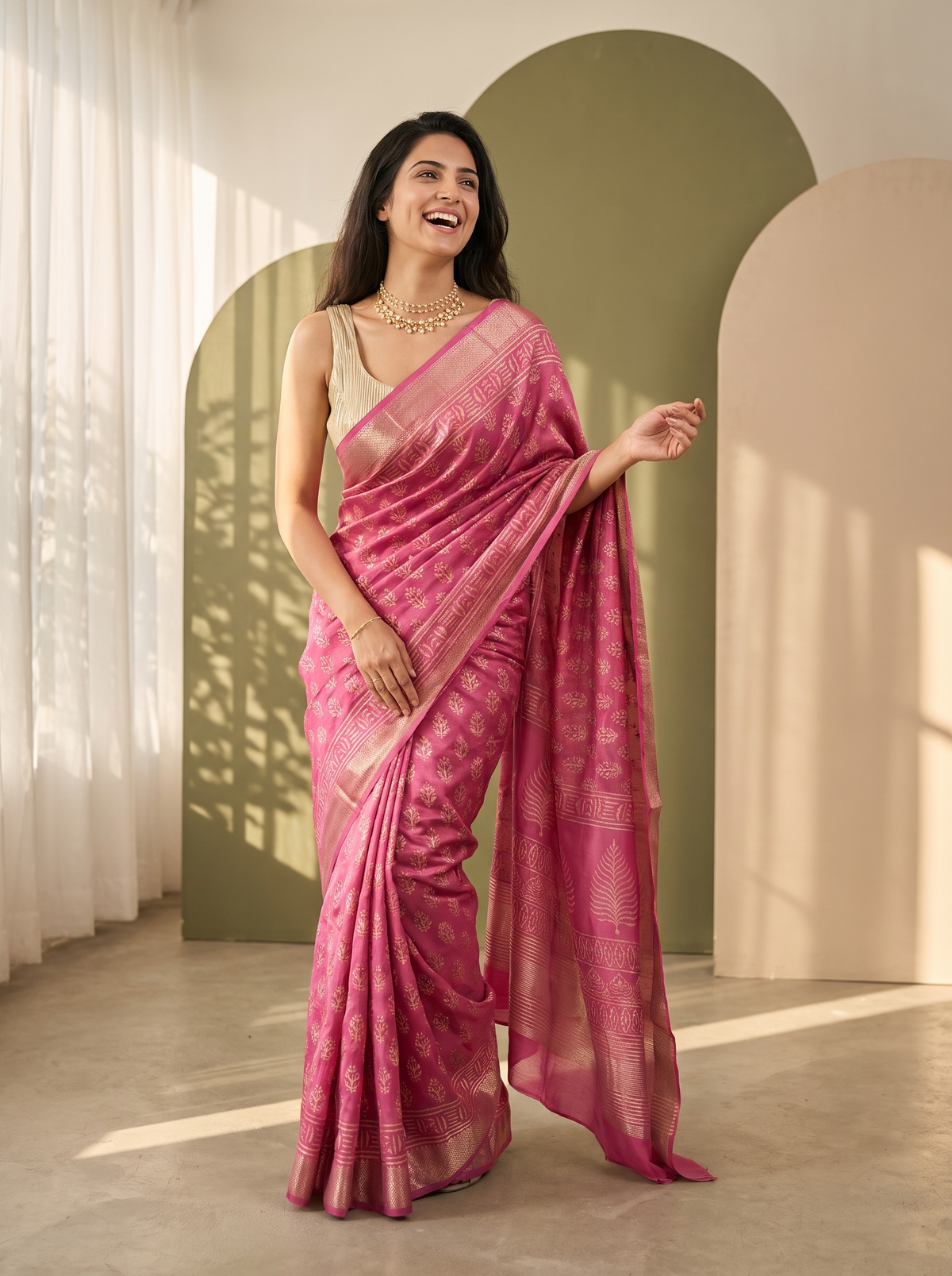 Gulrang Maheshwari Cotton Silk Saree