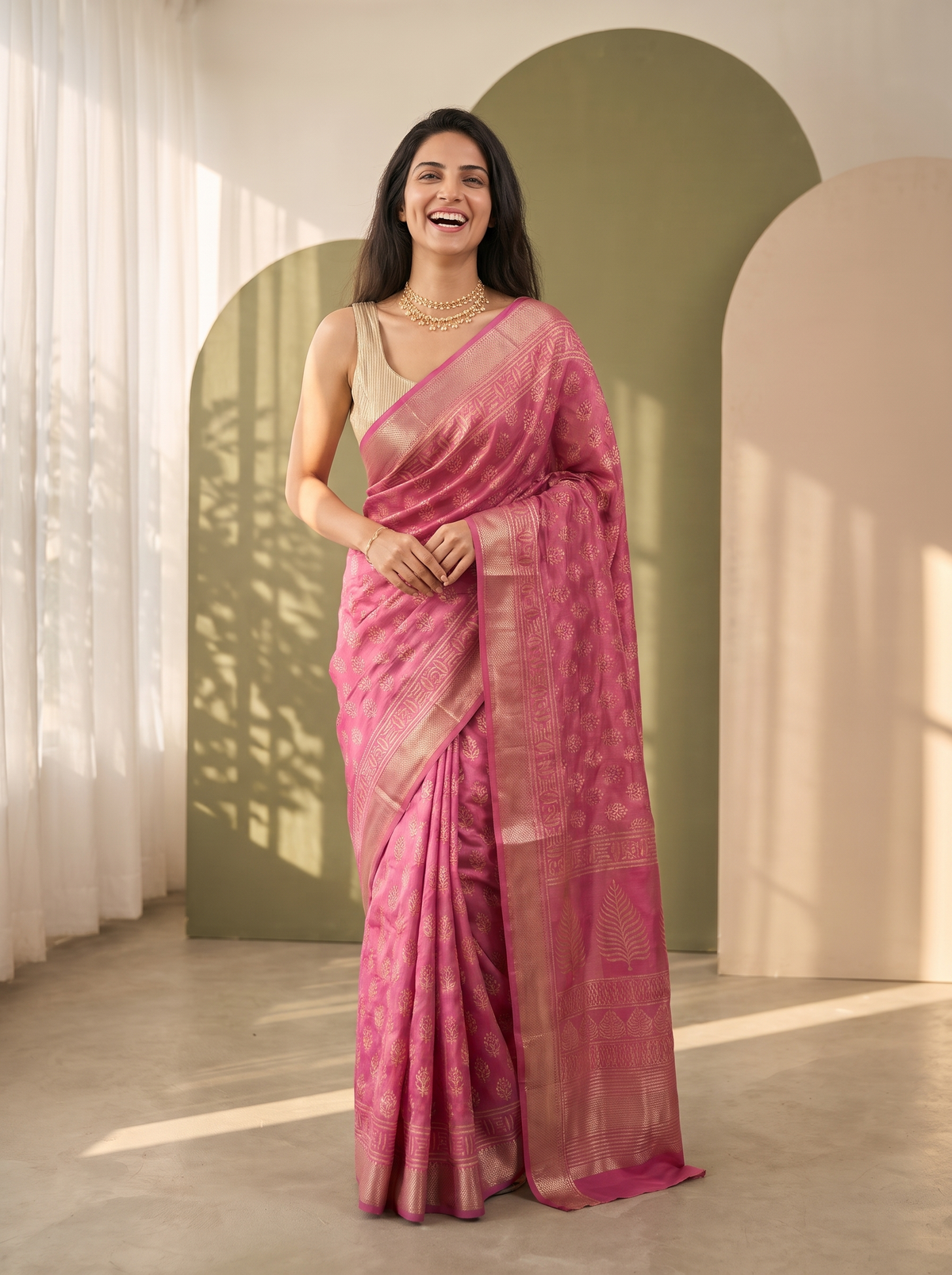 Gulrang Maheshwari Cotton Silk Saree