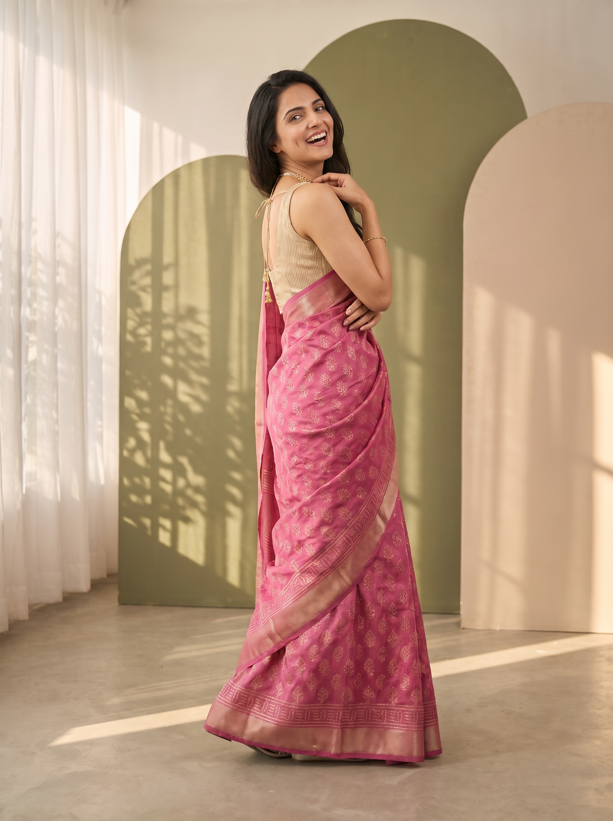 Gulrang Maheshwari Cotton Silk Saree