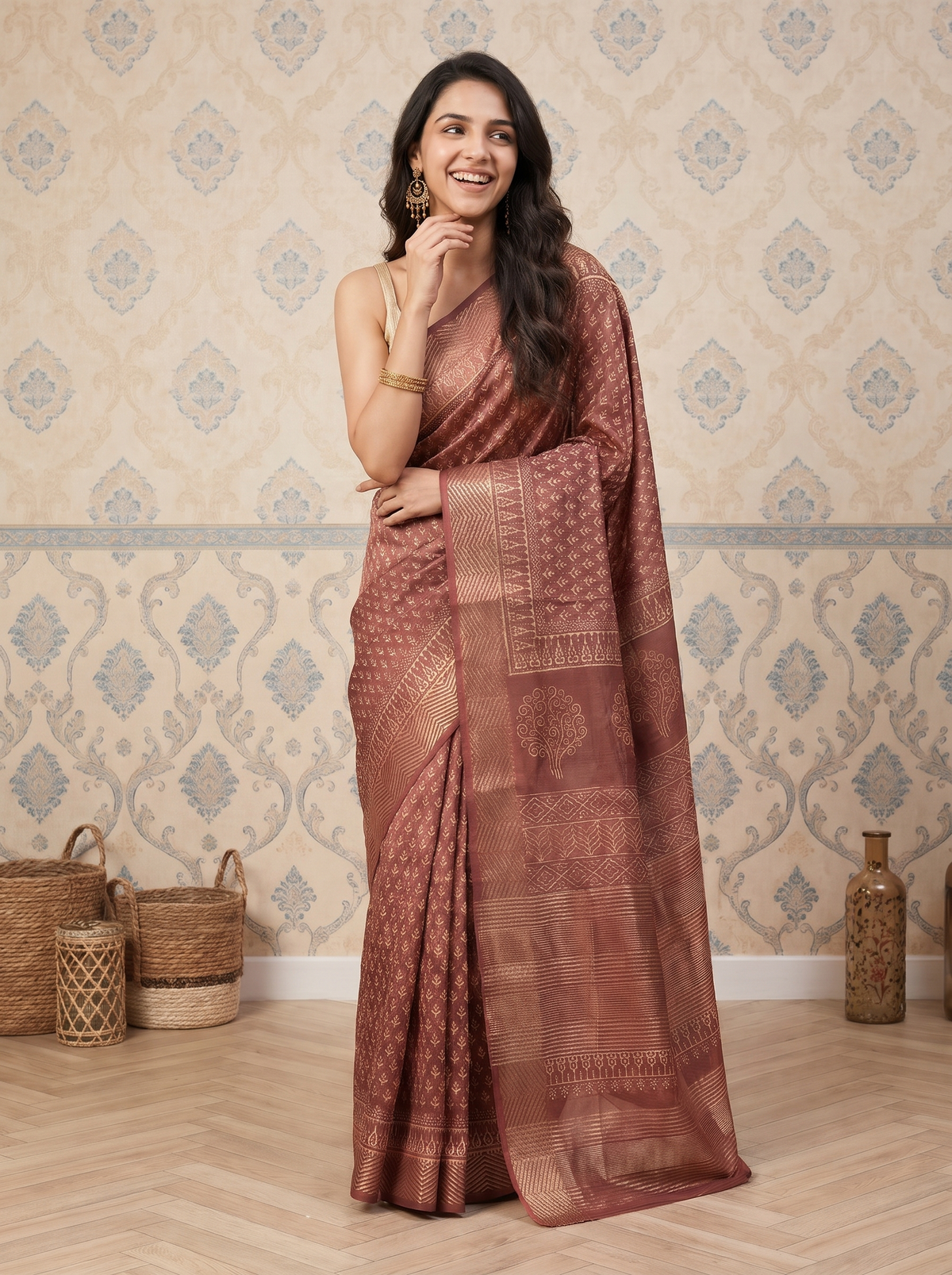 Aavira Maheshwari Cotton Silk Saree