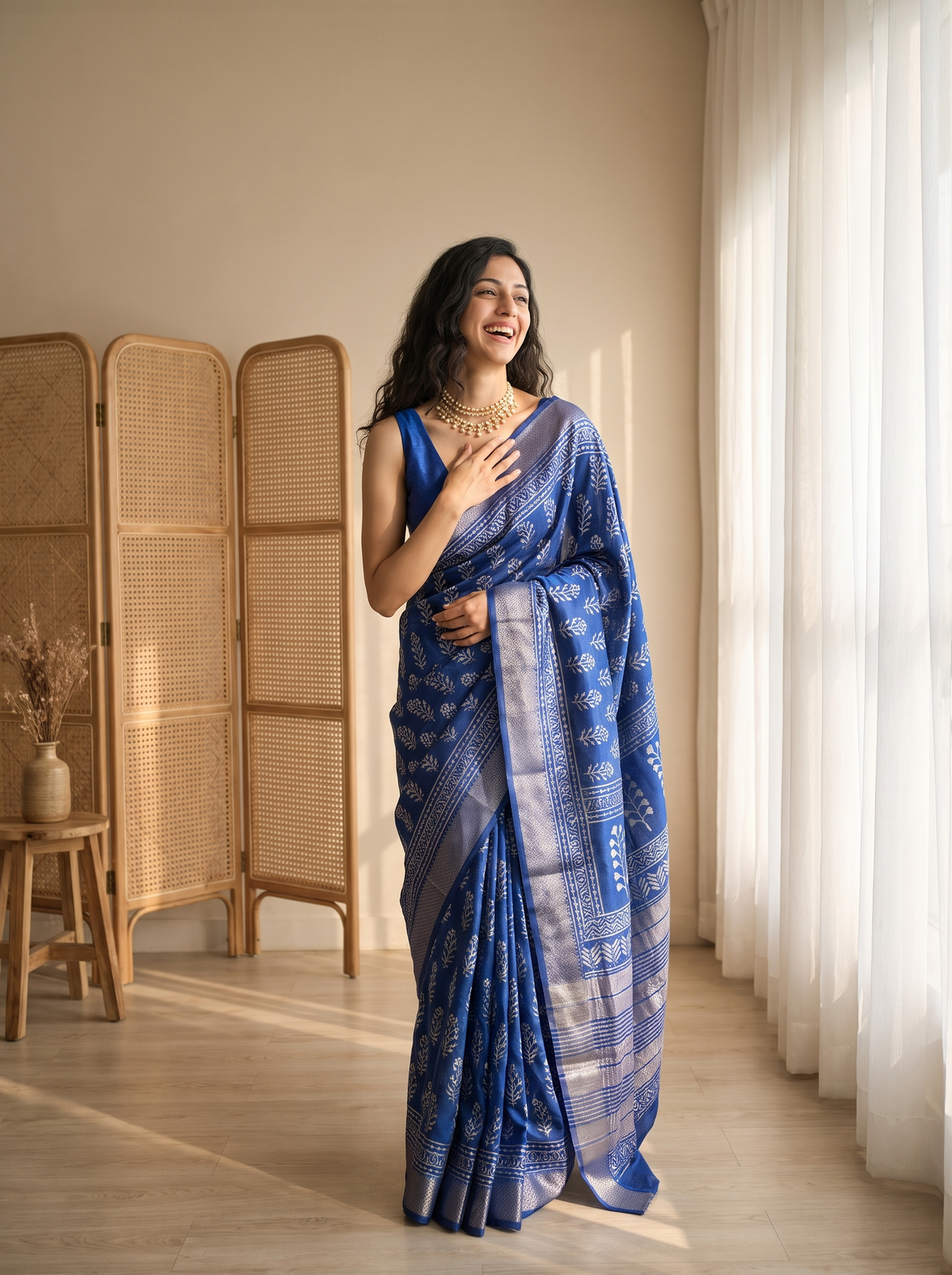 Ojasra Maheshwari Cotton silk saree