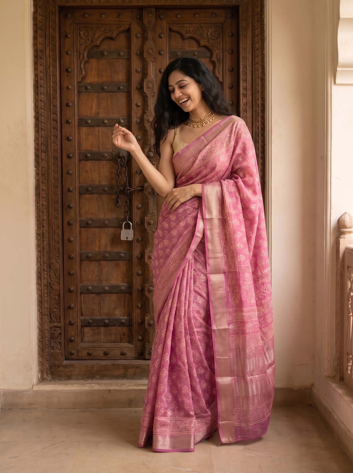 Suvana Maheshwari Cotton Silk Saree