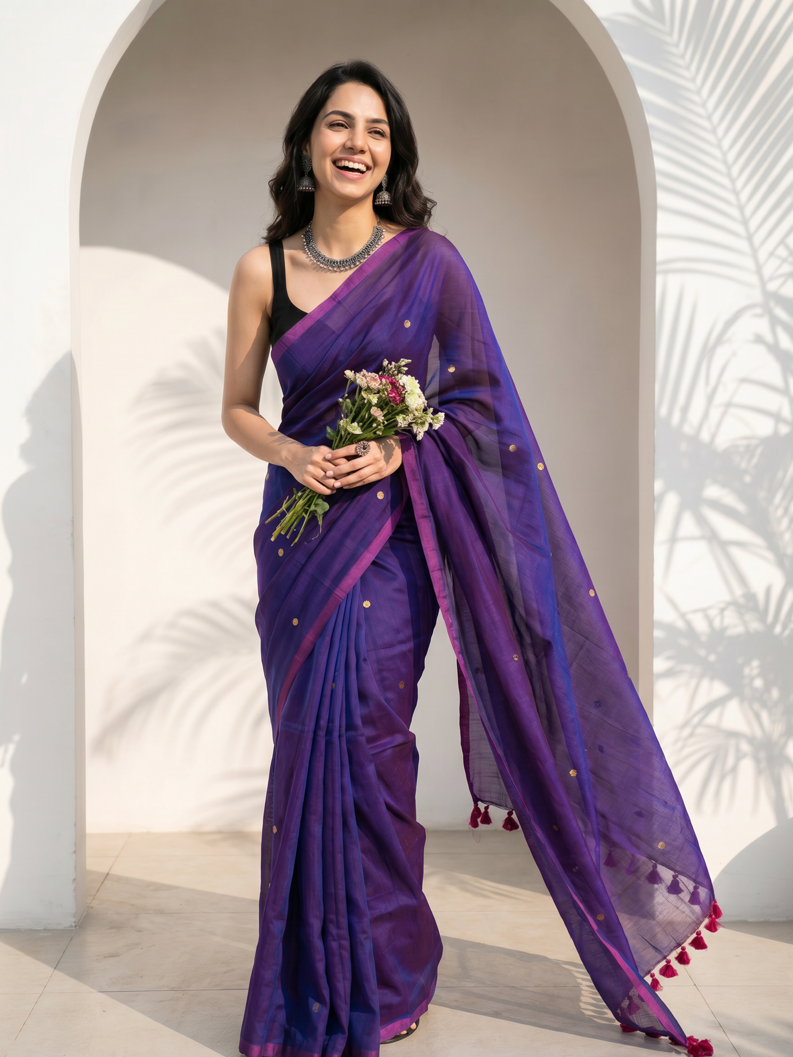 Eggplant Cotton Saree