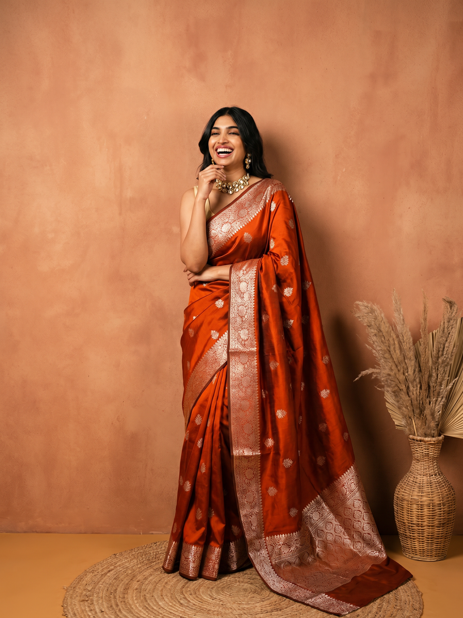Flow of Flowers Banarasi Cotton Silk Saree