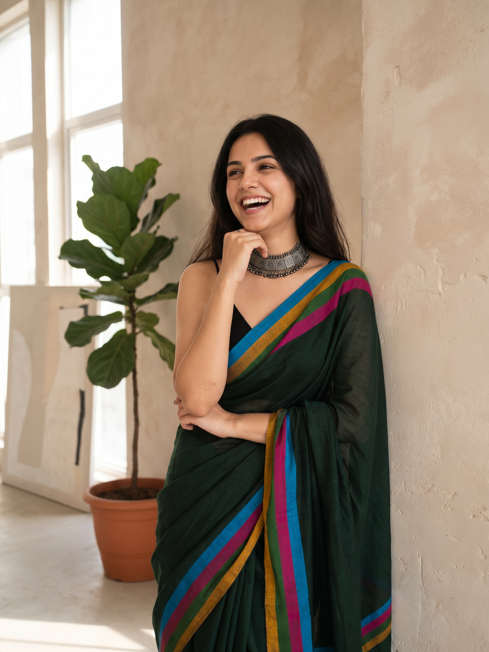 Deep Forest Cotton Saree