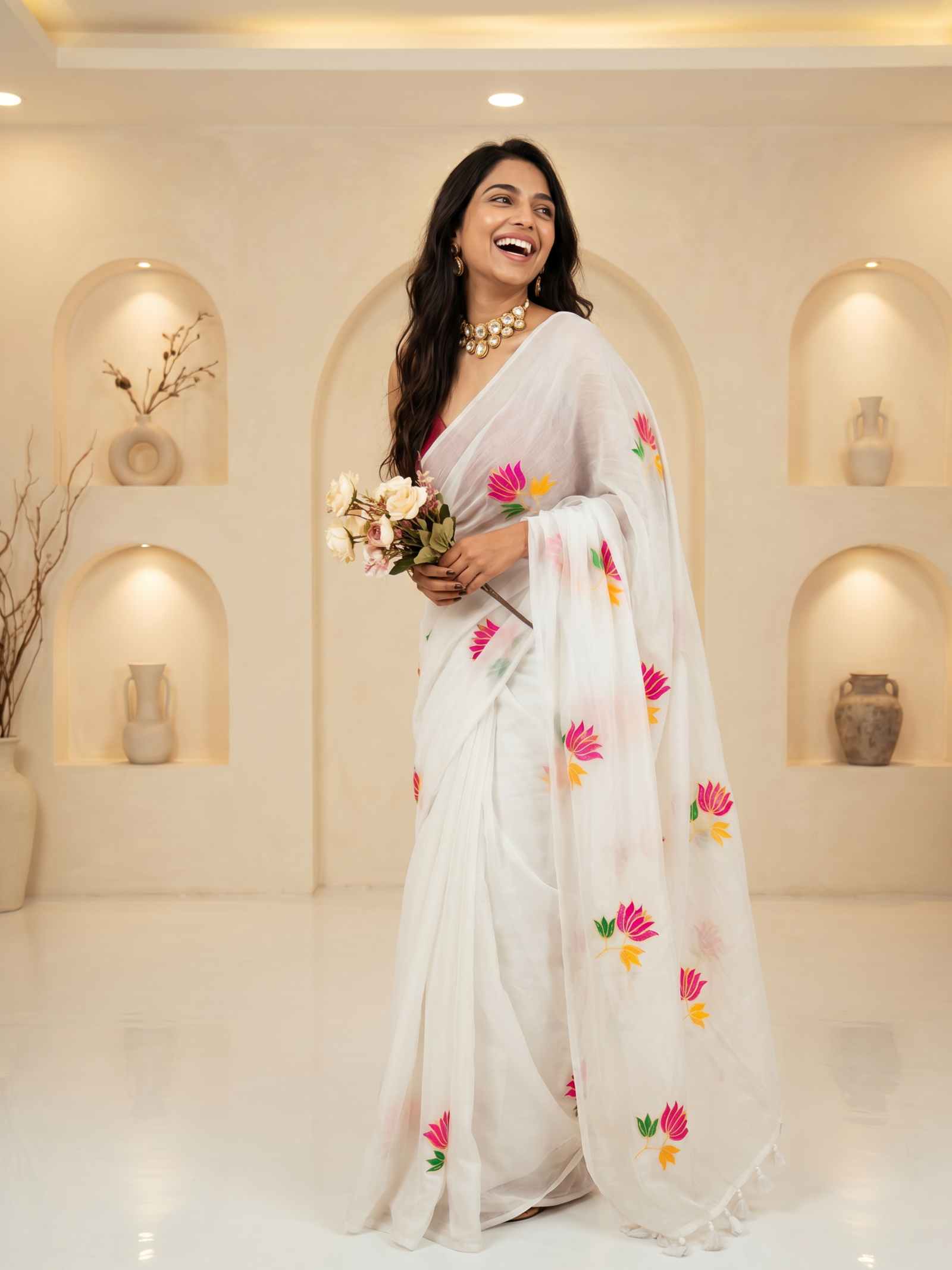 SafaidRaag Mulmul Saree