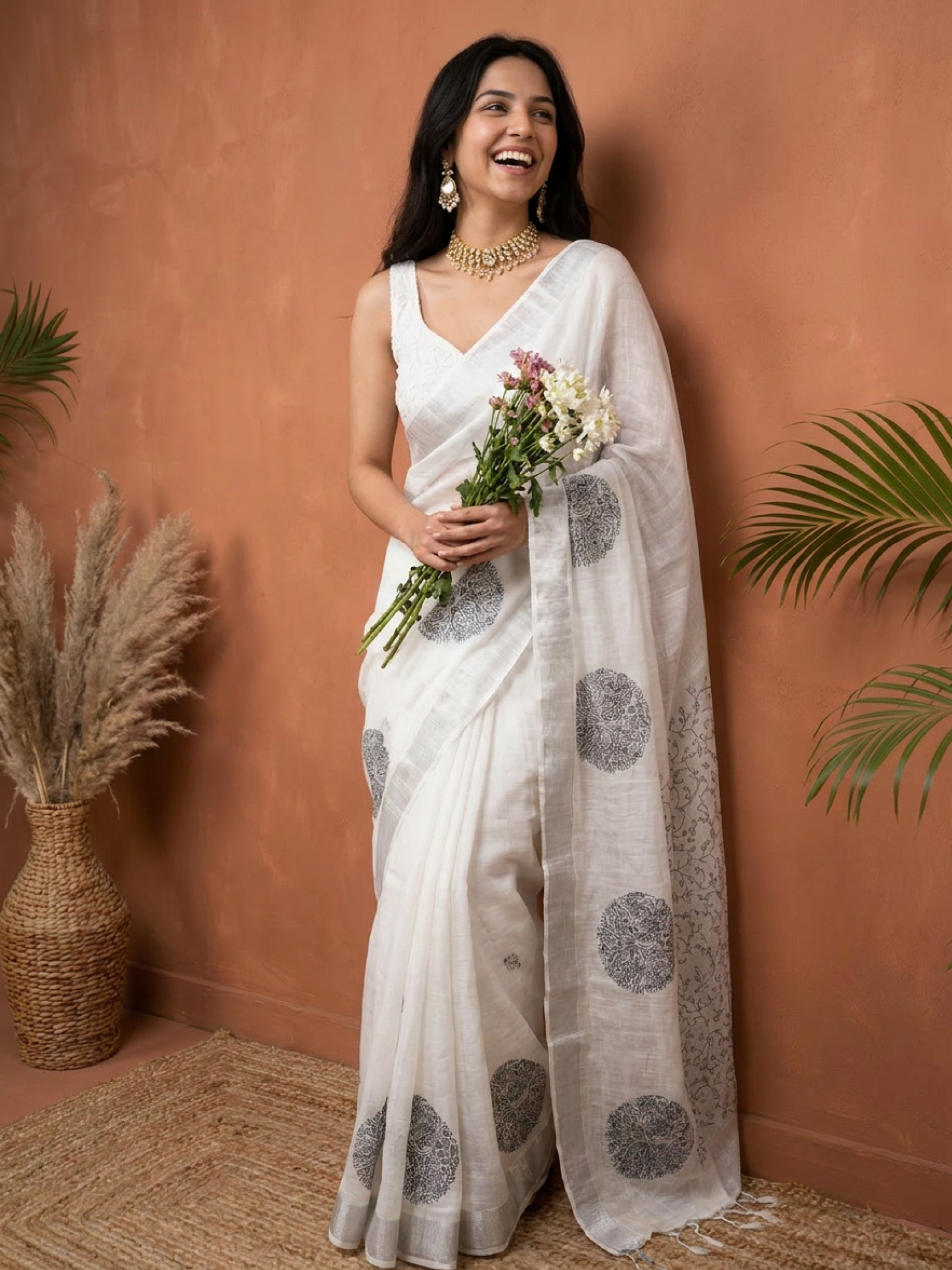 Chandani Blue Zari Saree