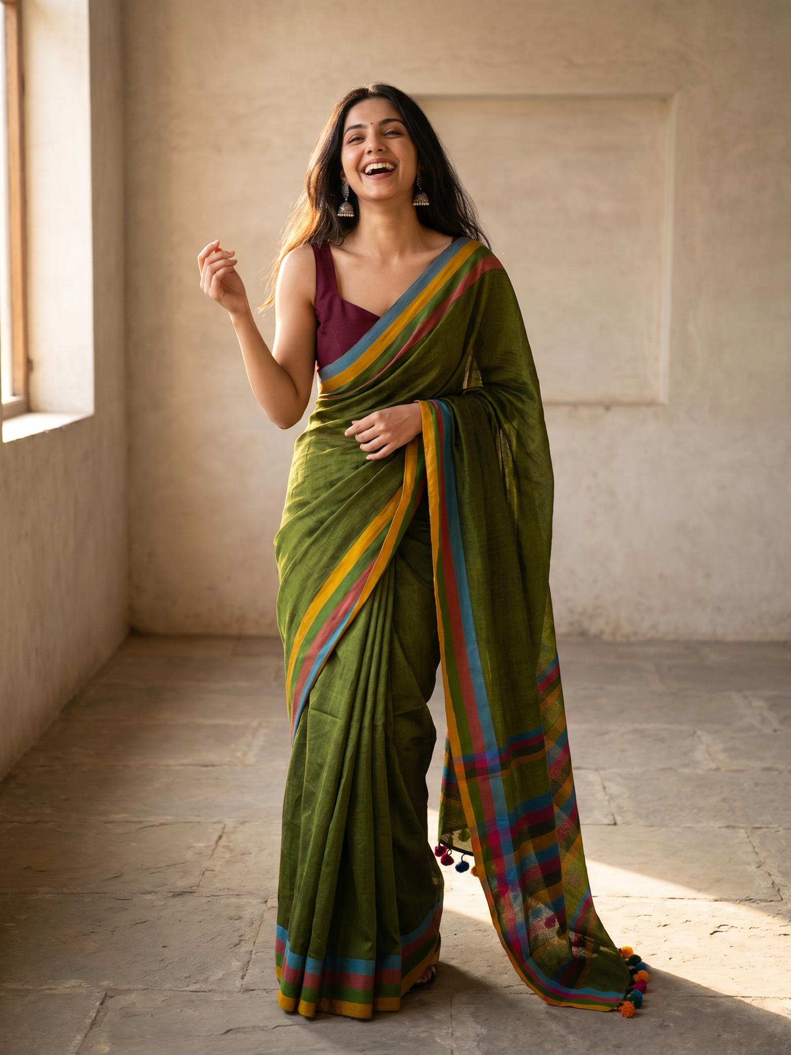 Mehendi Cotton Saree
